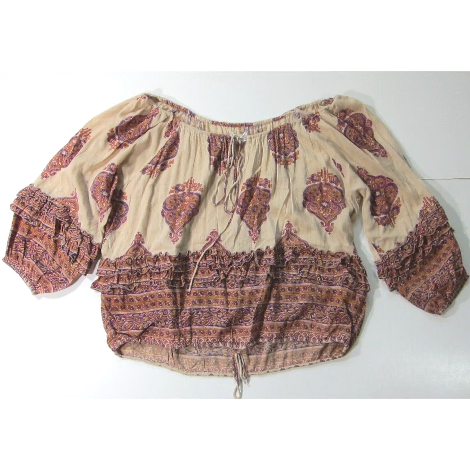 Ralph Lauren Ralph Lauren Denim & Supply Cotton Brown Paisley Peasant Blouse M Brown Blue Yellow Size M / US 6-8 / IT 42-44 - 2 Thumbnail