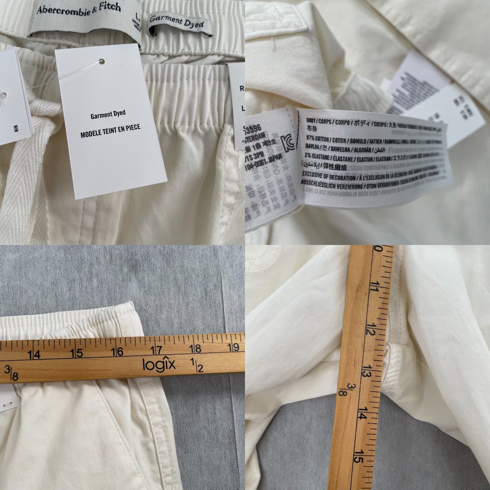 Abercrombie & Fitch ABERCROMBIE & FITCH Cargo Pants Womens Large Ivory High Rise Tapered Baggy NEW Size 36" / US 14 / IT 50 - 8 Thumbnail