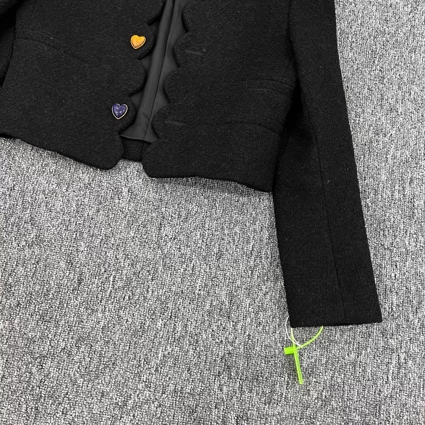 Saint Laurent Paris SLP short black jacket colorful heart button 36 Size XS / US 0-2 / IT 36-38 - 4 Thumbnail