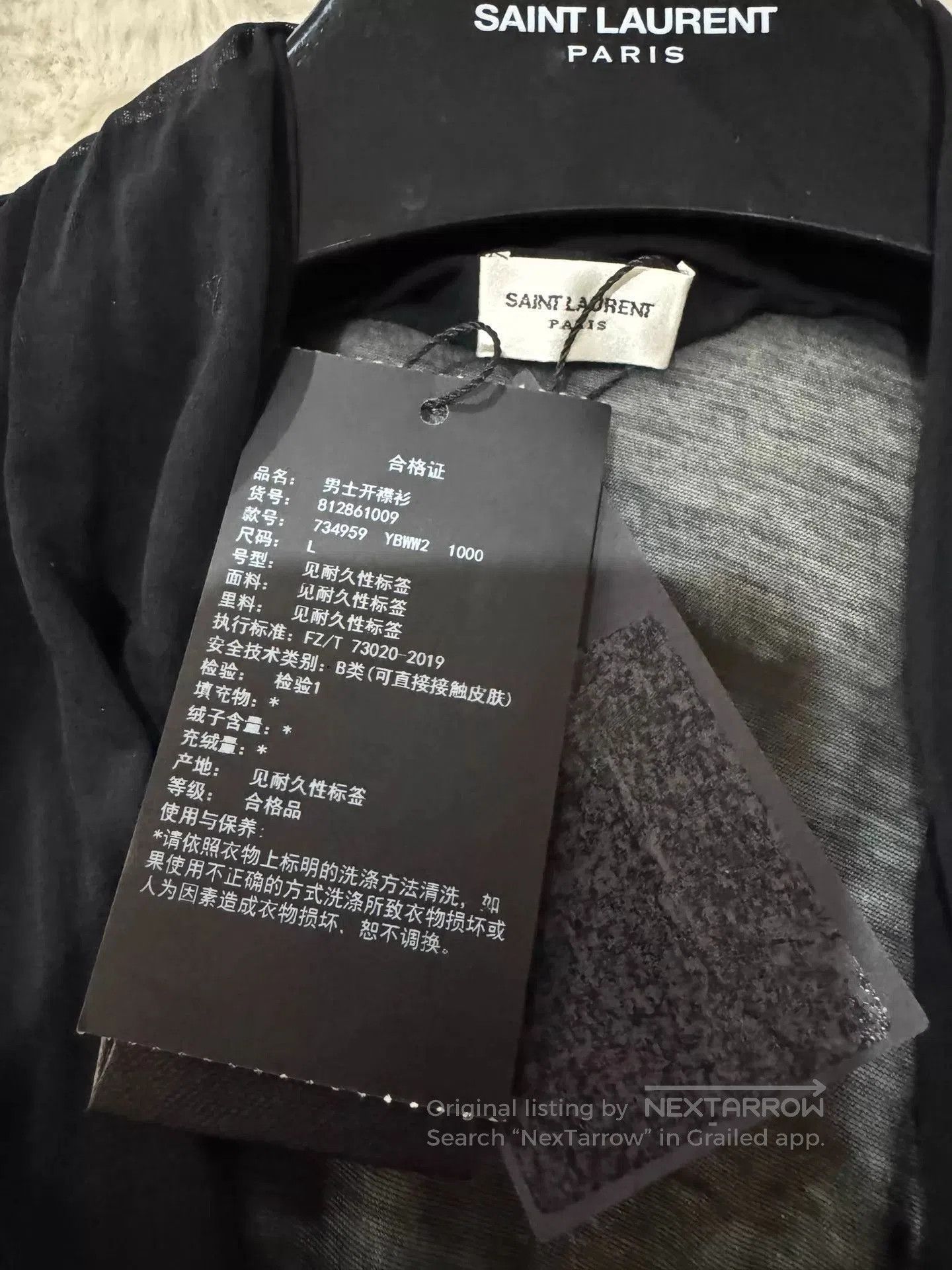 Saint Laurent Paris Black Long Sleeve Wrap Front Sheer Top. Size US L / EU 52-54 / 3 - 2 Thumbnail