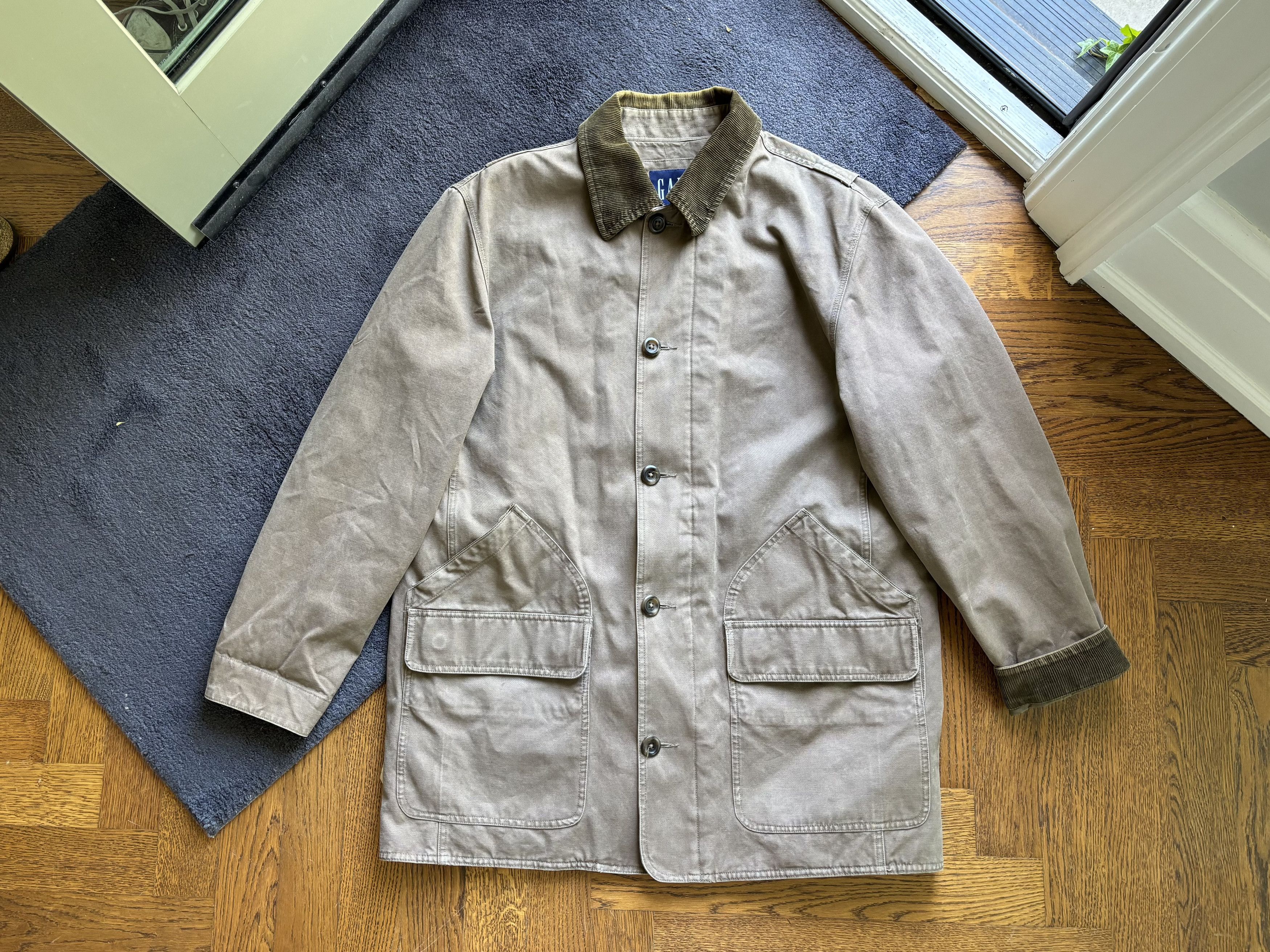 Gap × Vintage 1990s Vintage GAP Chore Coat Quilt Lined Canvas Corduroy Size US L / EU 52-54 / 3 - 9 Thumbnail