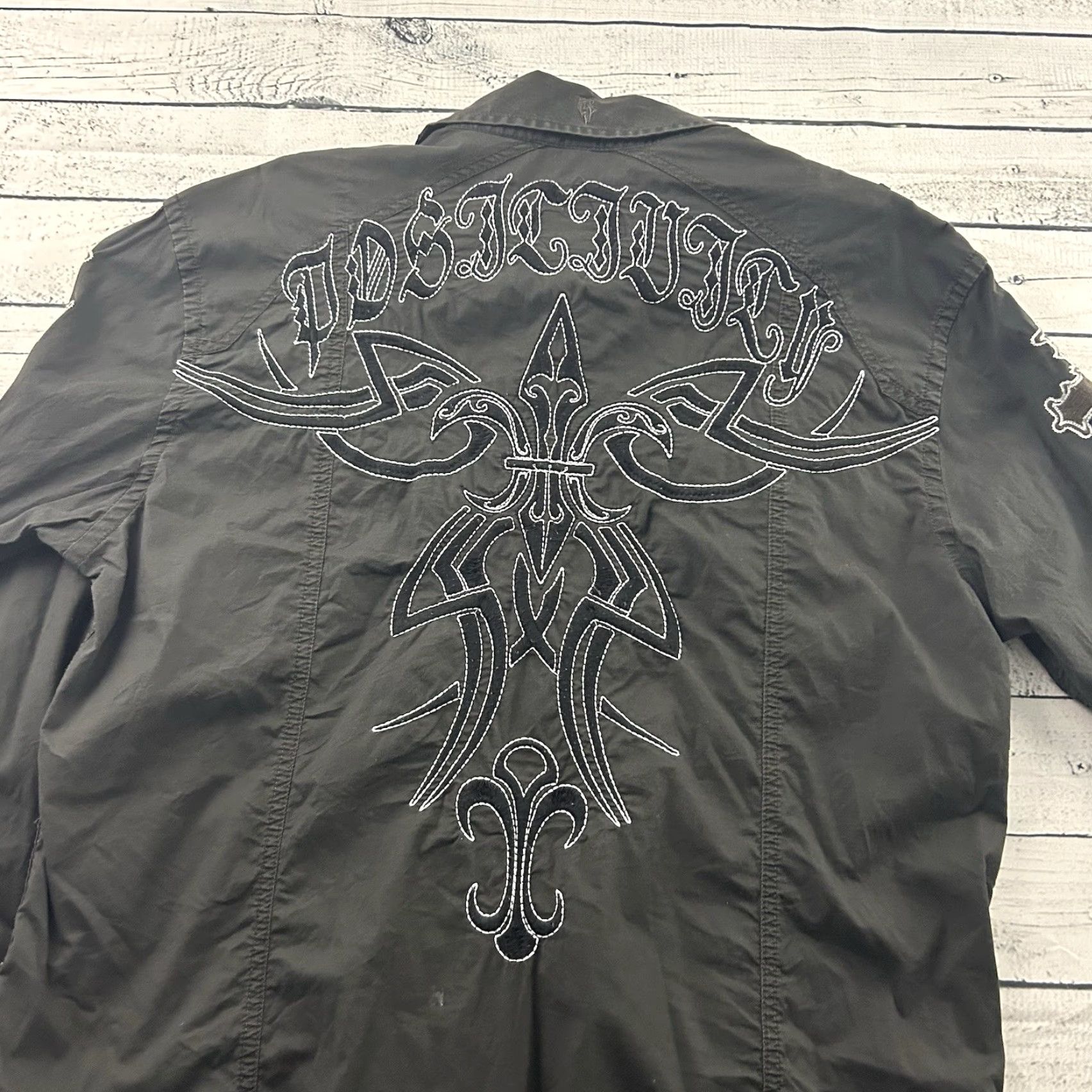 Roar Roar Shirt Button-Up Long Sleeve Embroidered Gray Men's Large Cotton Embroidered Roar Logo Casual Vintage No Size US L / EU 52-54 / 3 - 6 Thumbnail