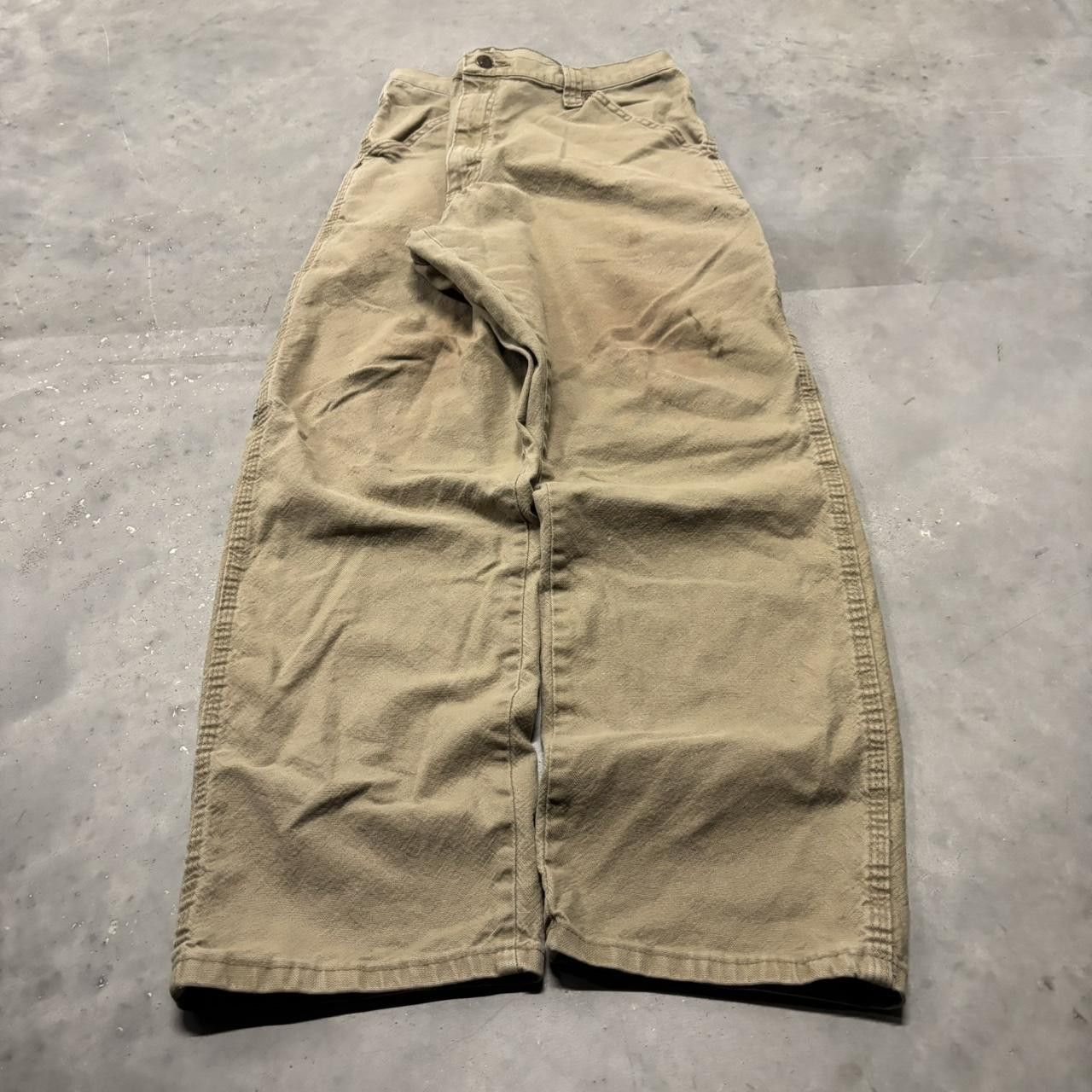 Japanese Brand × Vintage Crazy Vintage Y2K/2000s Grunge Khaki Tan Streetwear Workwear Carpenter Pants! Size US 36 / EU 52 - 3 Thumbnail