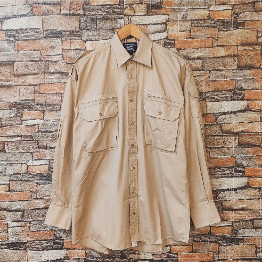 Burberry Vtg Burberry Work Shirt Long Sleeve Size US L / EU 52-54 / 3 - 1 Thumbnail