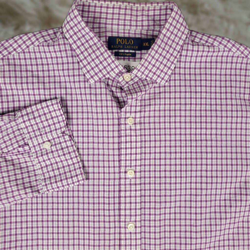 Ralph Lauren Ralph Lauren Shirt 2XL Purple Plaid Poplin 120s Button Up Long Sleeve Mens Size US XXL / EU 58 / 5 - 1 Thumbnail