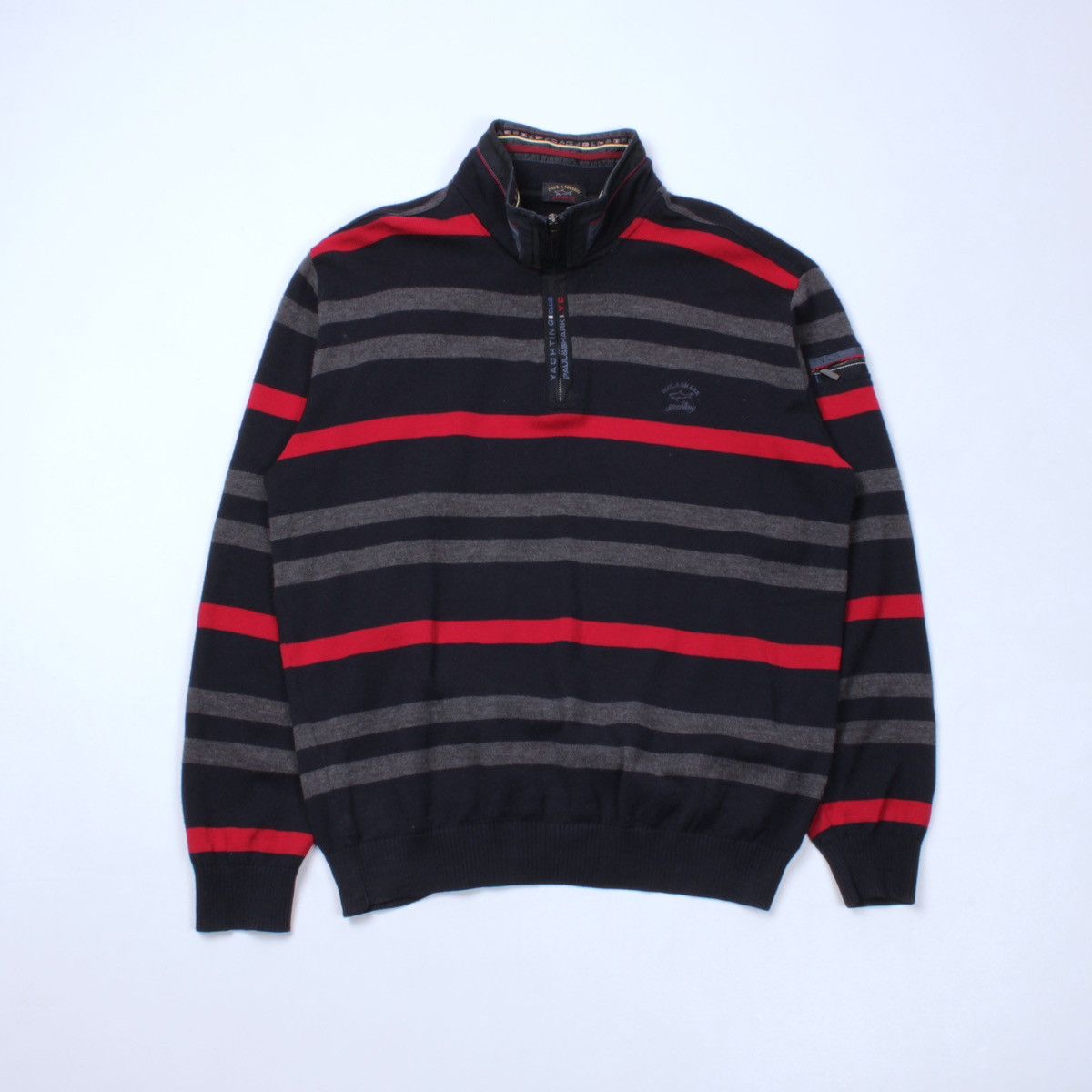 Designer × Paul & Shark PAUL SHARK Yachting Club Wool Half Zip 1/4 Striped Sweater Size US XL / EU 56 / 4 - 6 Thumbnail