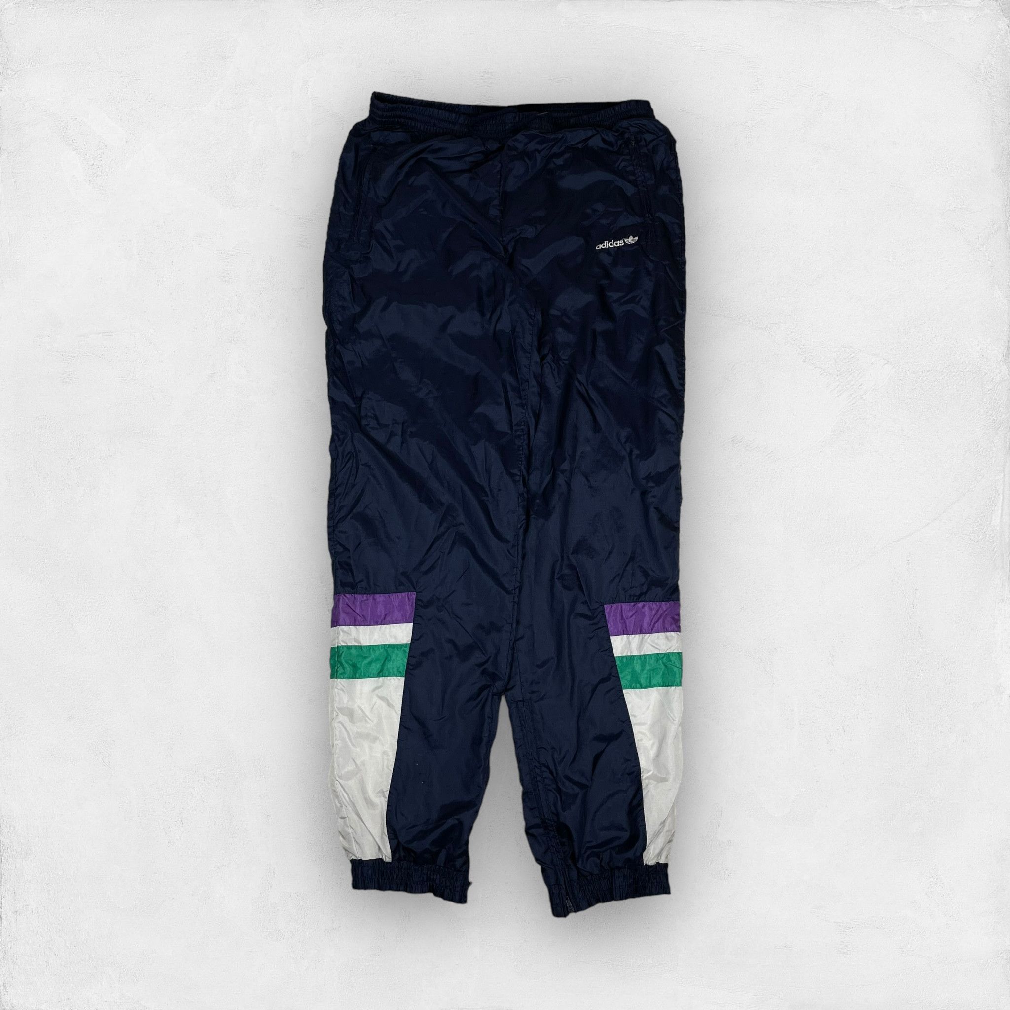 Adidas × Vintage Vintage Adidas Men's Navy Nylon Embroidered Logo Track Pants Size US 30 / EU 46 - 1 Thumbnail