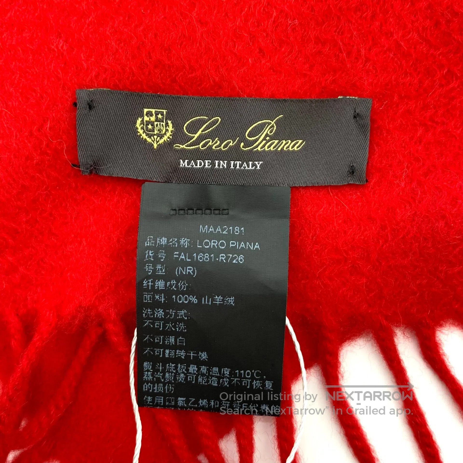 Loro Piana LORO PIANA size 85 Red Mouse Embroidered Cashmere Fringe S Size ONE SIZE - 8 Thumbnail
