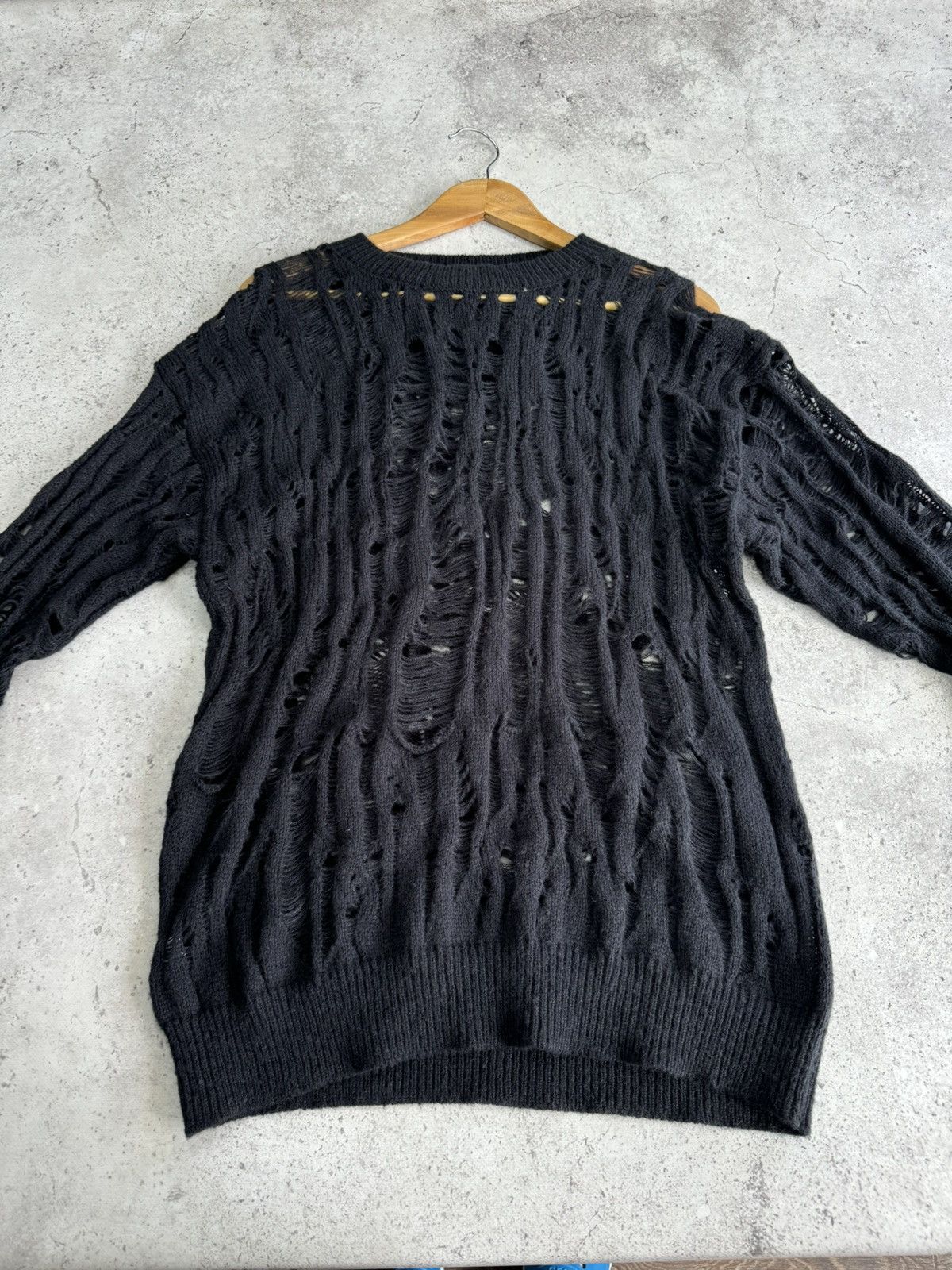 Hysteric Glamour × Japanese Brand × Junya Watanabe Japanese Distressed Mesh Junya Watanabe Style Knit Sweater Size US L / EU 52-54 / 3 - 4 Thumbnail