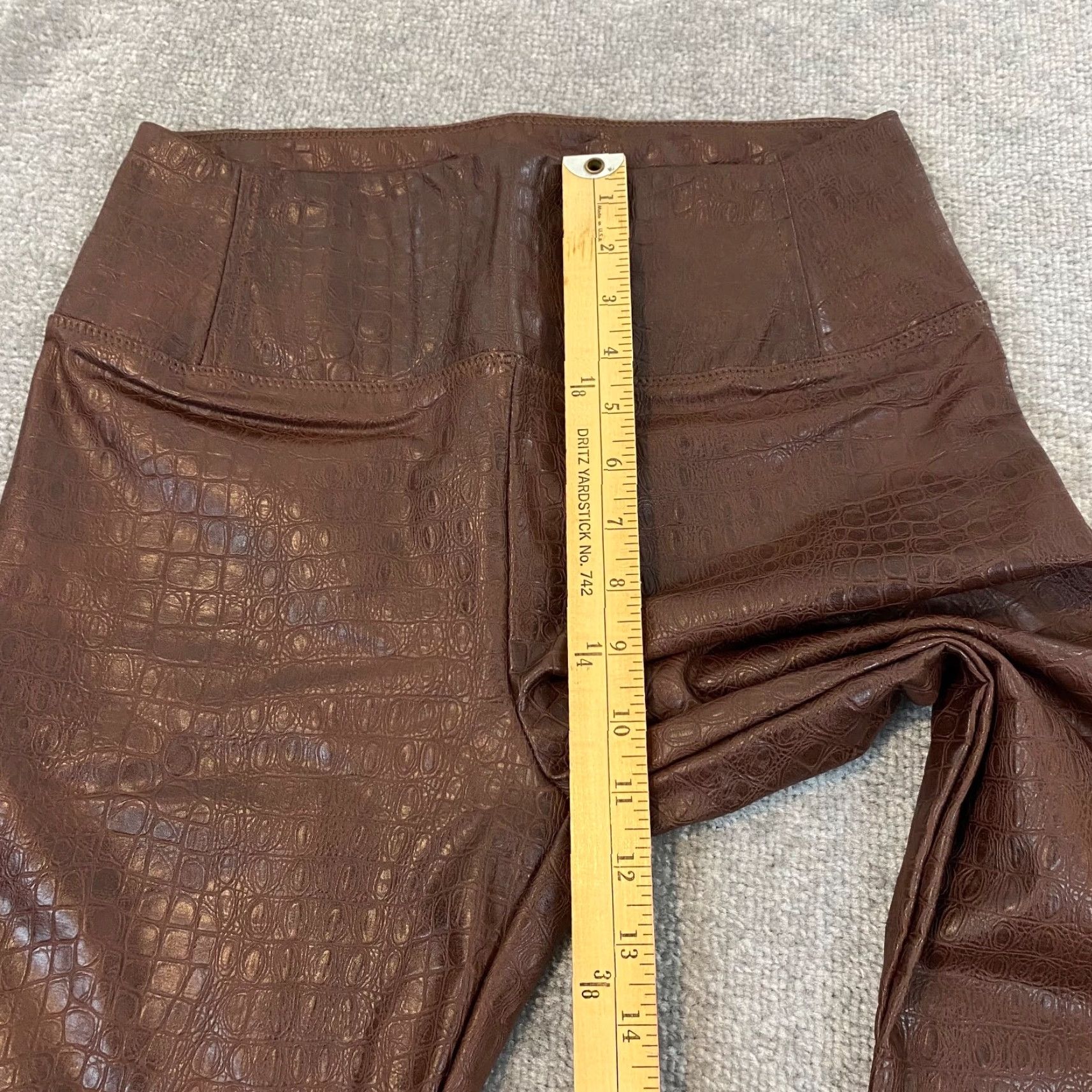7 For All Mankind 7 For All Mankind Leggings Women Medium Brown Faux Leather Stretch Ankle Gym Run Size 32" / US 10 / IT 46 - 6 Thumbnail