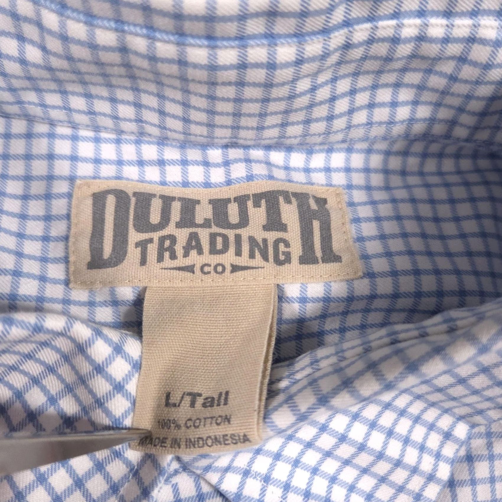 Duluth Trading Company Duluth Trading Co Shirt Mens LT Blue Check Button-Down Long Sleeve Button Up Collared 100% Cotton Big & Tall Size US L / EU 52-54 / 3 - 6 Thumbnail
