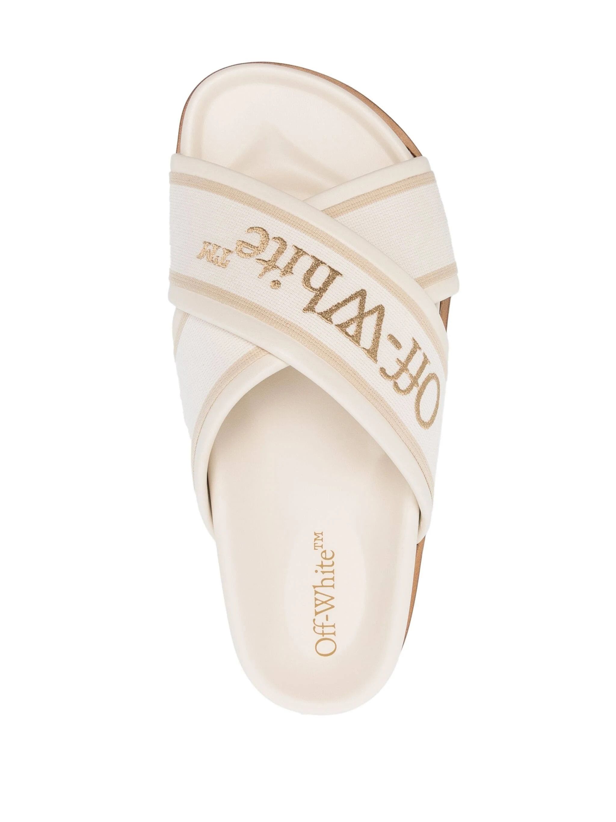 Off-White o1s22i1n0824 Embroidered Logo Slides in Off White Size US 6 / IT 36 - 3 Thumbnail