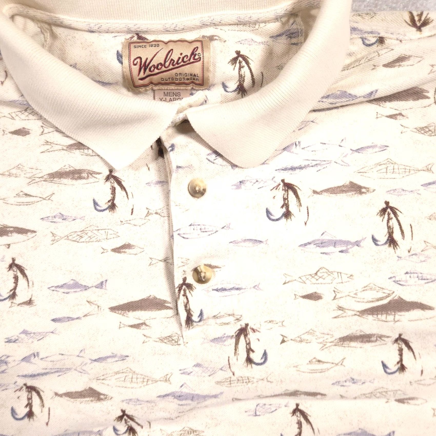 Vintage VINTAGE Woolrich Polo Shirt Mens XL White Fishing Graphic Print 90s Shirt Size US XL / EU 56 / 4 - 4 Thumbnail
