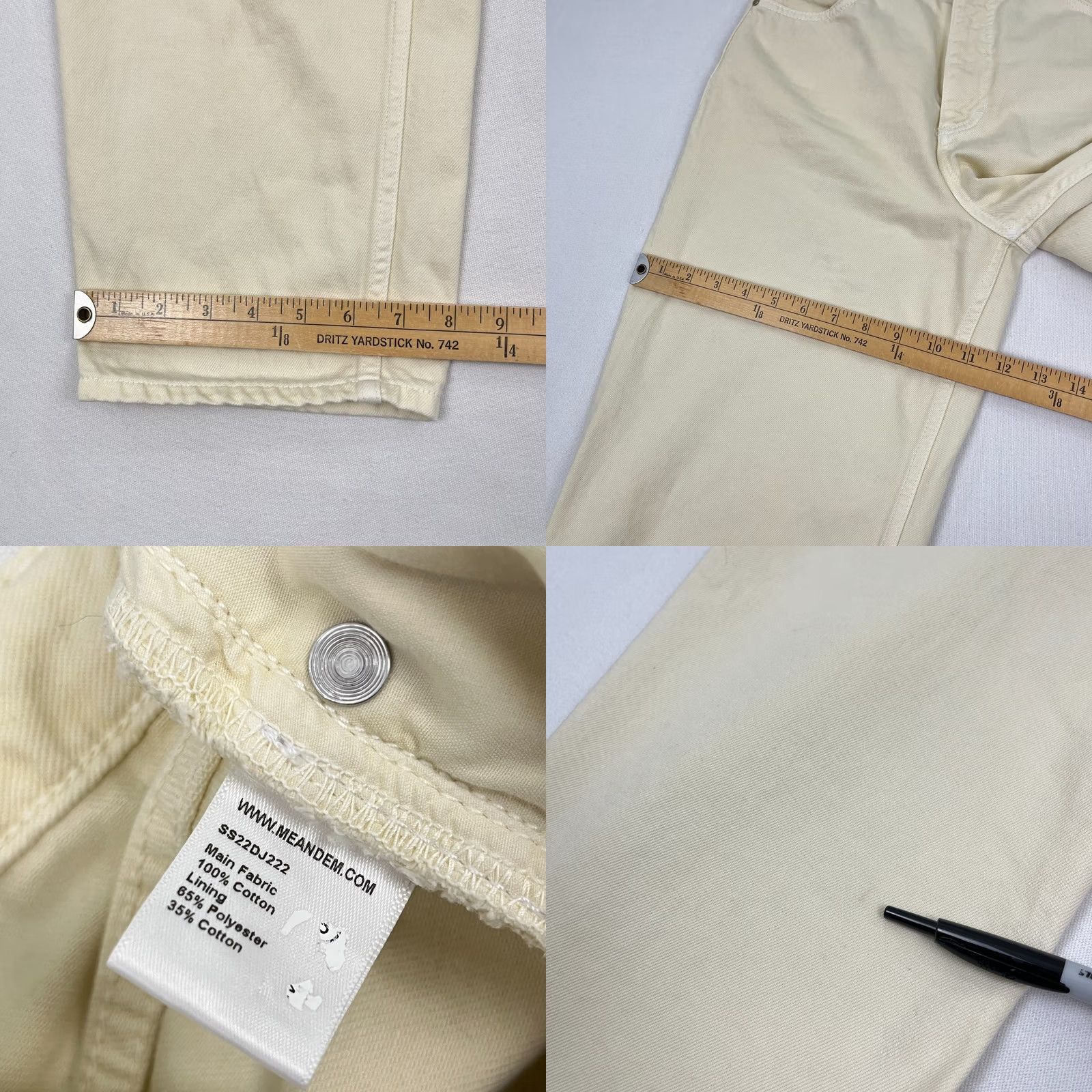 ME+EM ME+EM Pants Womens 27 W27 I28 Straight Leg White Cream Buckle Back High Rise Jeans Trousers Casual Workwear Size 27" / US 4 / IT 40 - 8 Thumbnail