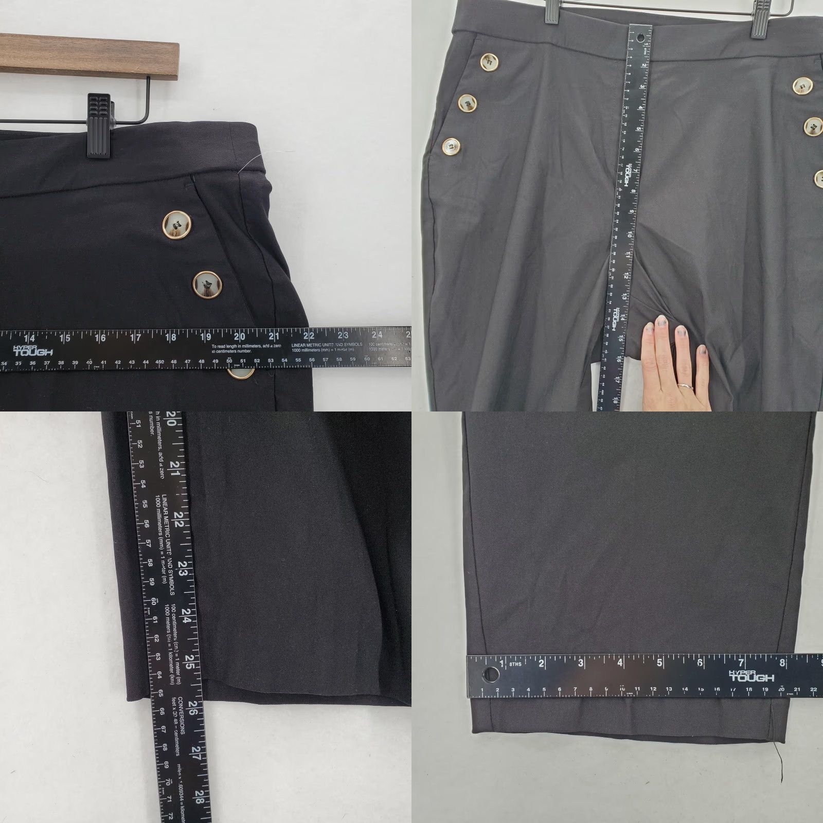 Jones New York VINTAGE? No. Jones New York Pants Womens 2X Black Stretch Side Button Plus Ankle Nautical NWT Size 40" / US 18 - 8 Thumbnail