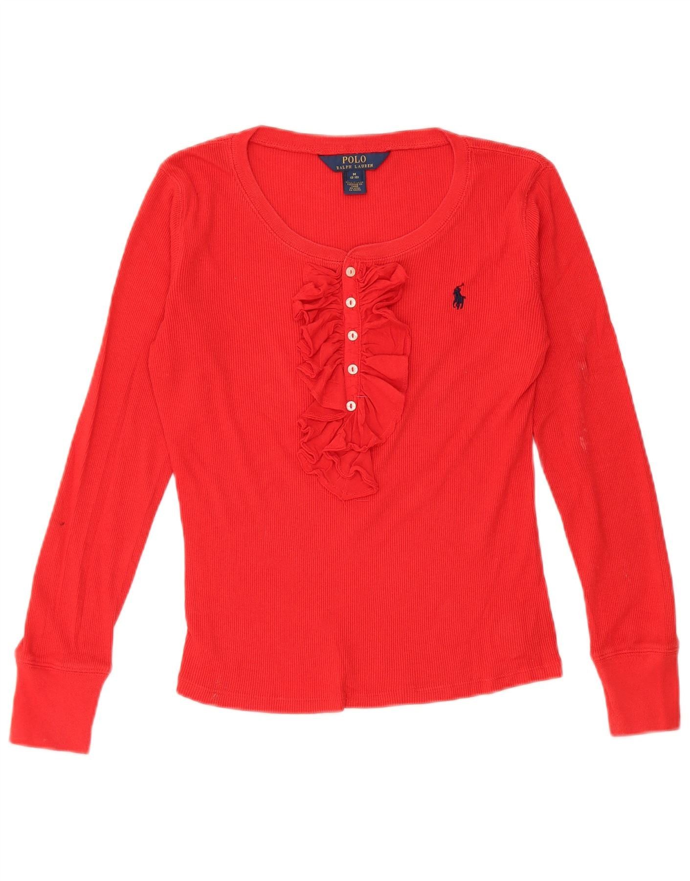 Ralph Lauren Girls Top Long Sleeve 8-9 Years Red Cotton Size S / US 4 / IT 40 - 1 Thumbnail