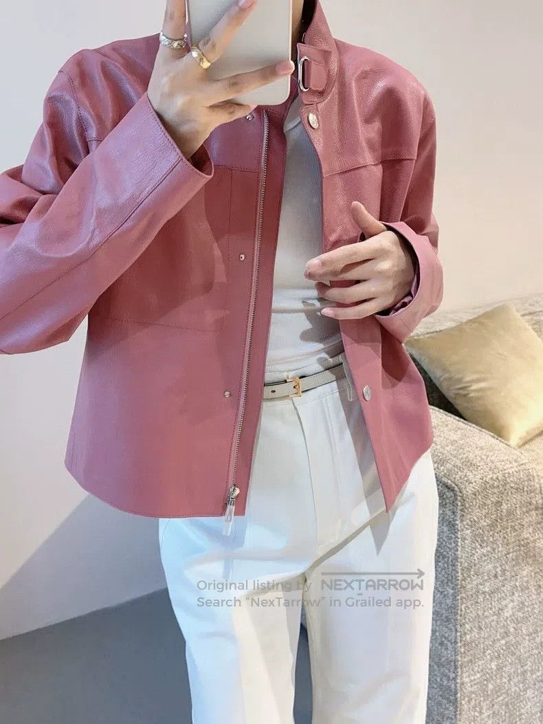 Hermes Hermes Leather Jacket Pink Smoke Size XS / US 0-2 / IT 36-38 - 5 Thumbnail