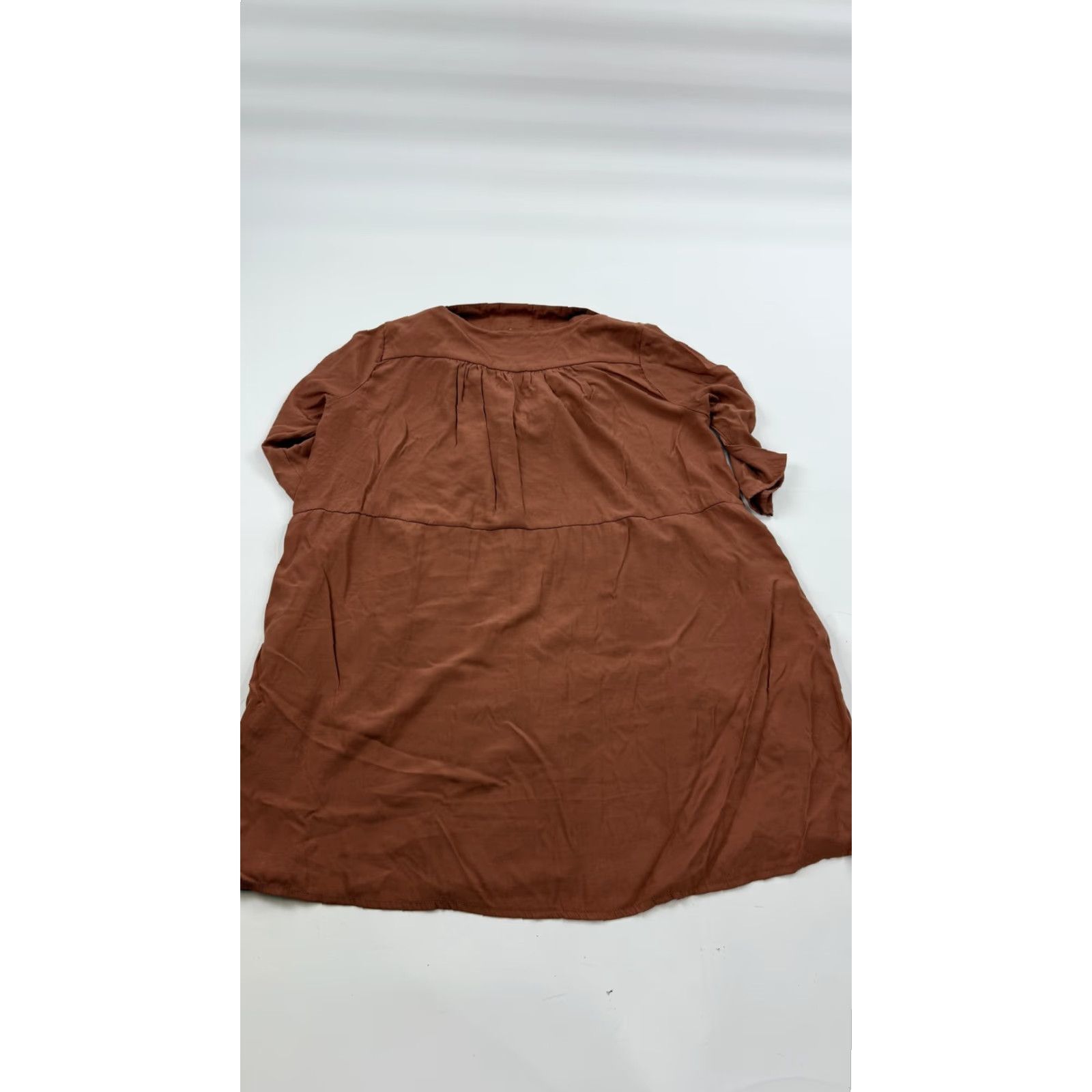 Vintage Flawless Dress Shirt Dress Womens Large Brown Button Front Collared 3/4 Sleeve Rayon Polyester Size L / US 10 / IT 46 - 4 Thumbnail