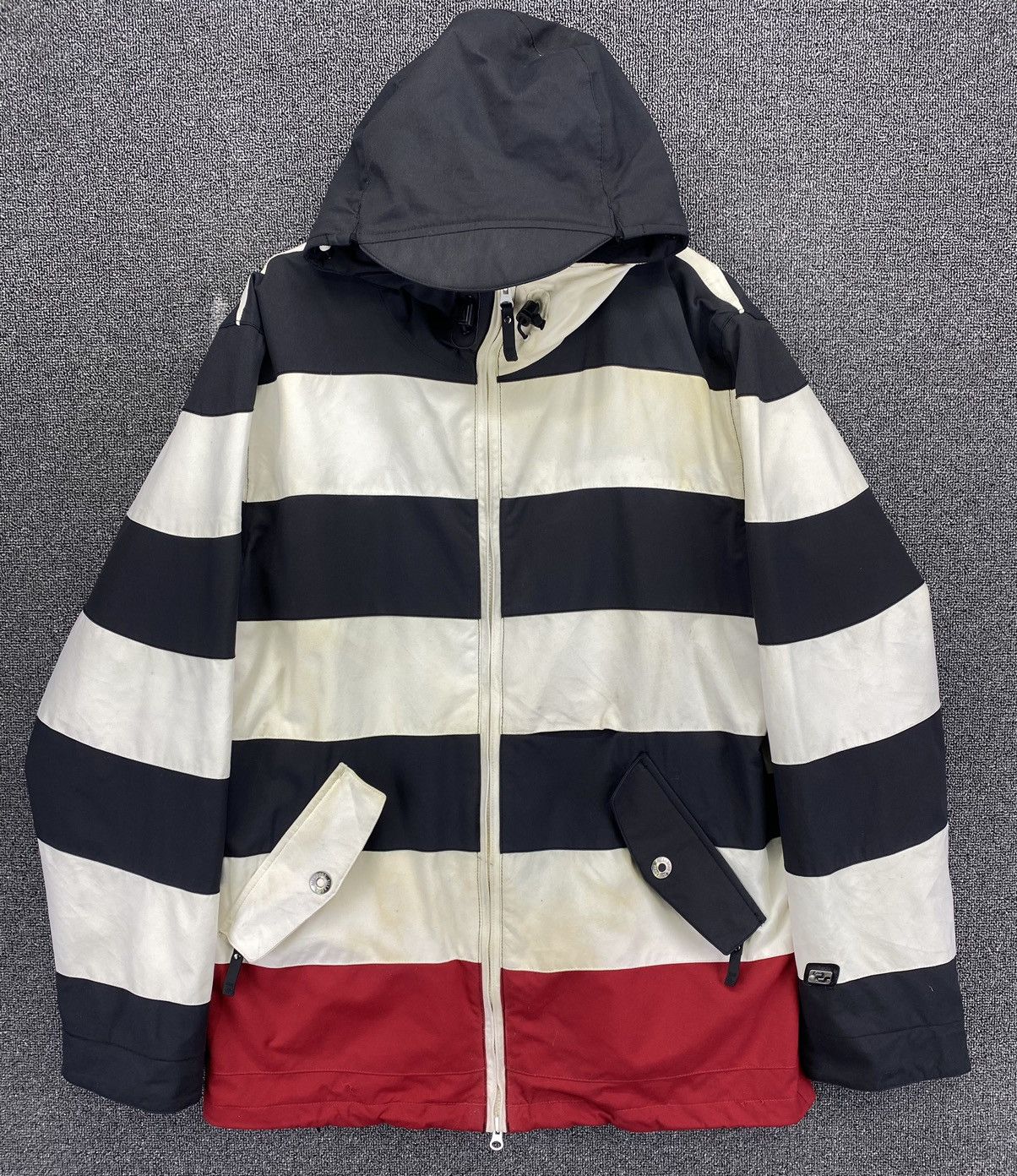 Billabong Vintage Billabong Striped Hooded Outerwear Jacket Size US L / EU 52-54 / 3 - 1 Thumbnail