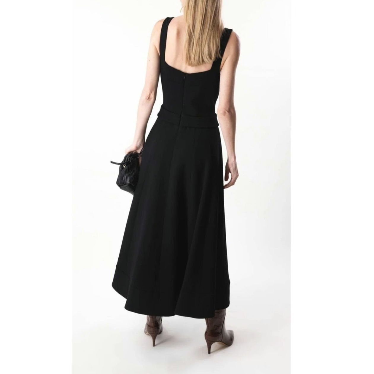 ALEXIS NWT Alexis Fiore Dress in Black Midi A-Line Wool Size Large Size L / US 10 / IT 46 - 19 Thumbnail