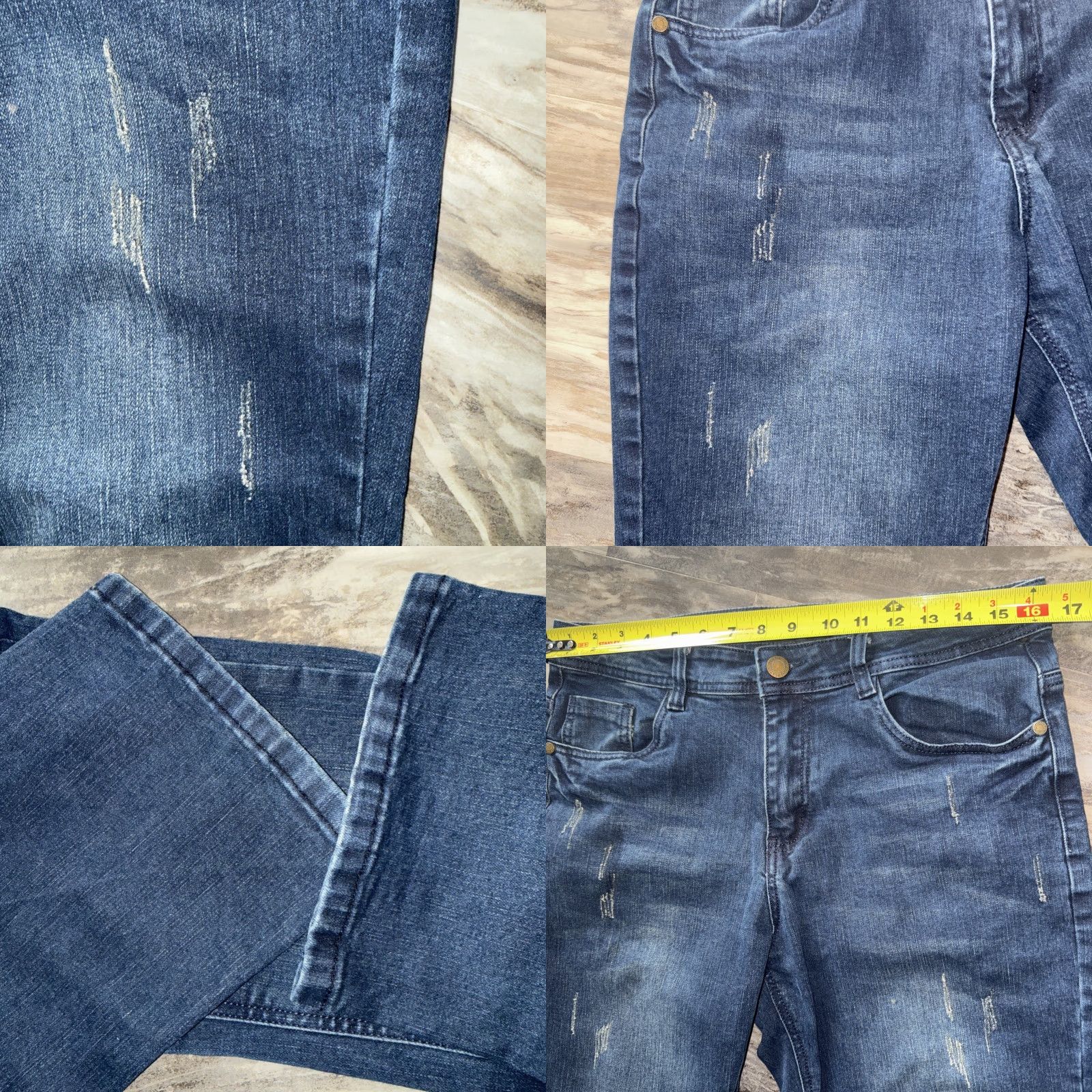 CO Platini Jeans Co Men’s Boot Cut Blue Denim Jeans 32X30 Distressed Style Solid 5-Pocket Regular Rise Mid Wash Blue Jeans Mens Regular Bootcut Size US 32 / EU 48 - 8 Thumbnail