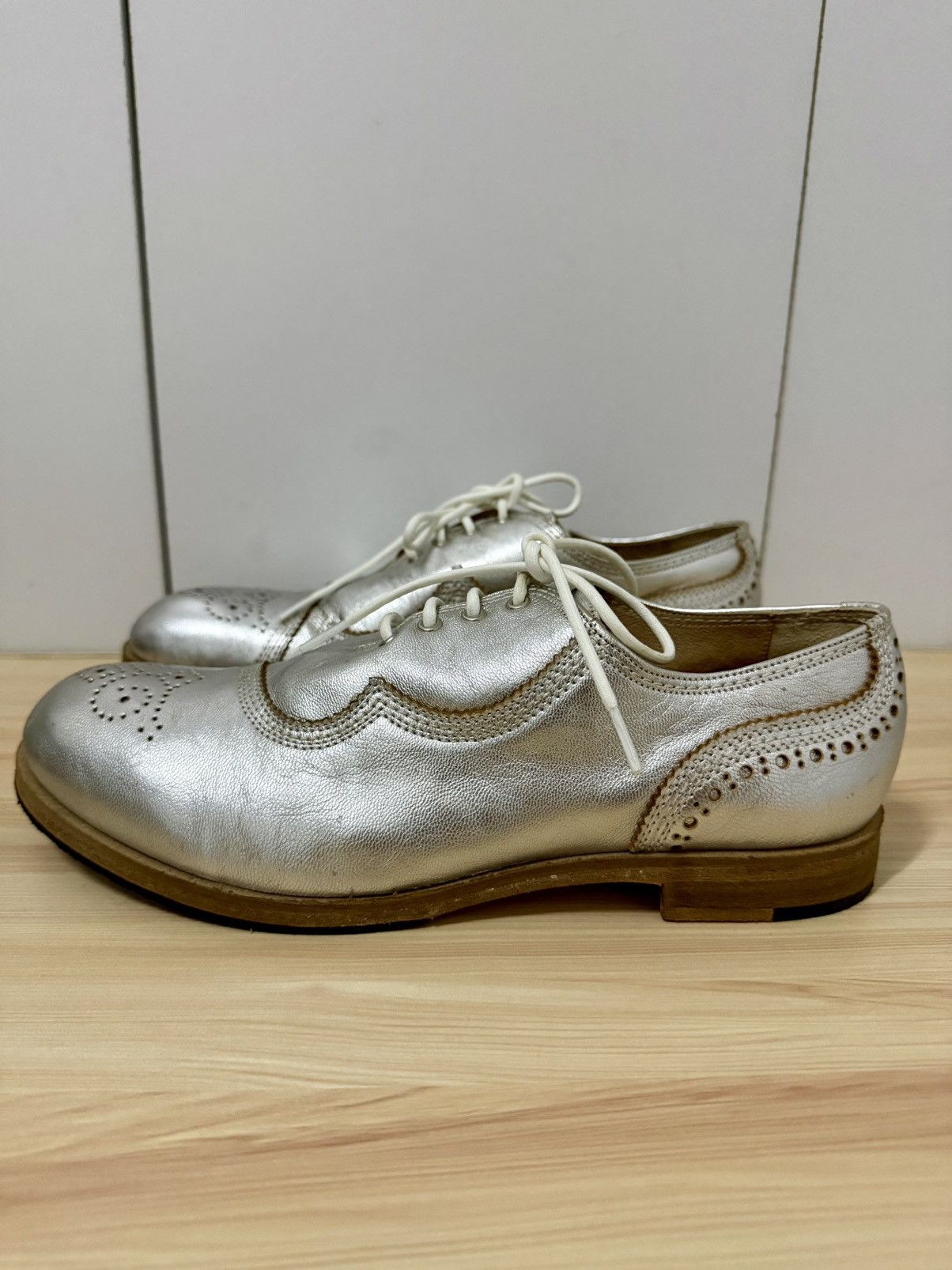 Yohji Yamamoto Kayo Nakamura x Yohji Yamamoto Silver Metallic Brogues shoes Size US 5 / EU 37 - 4 Thumbnail