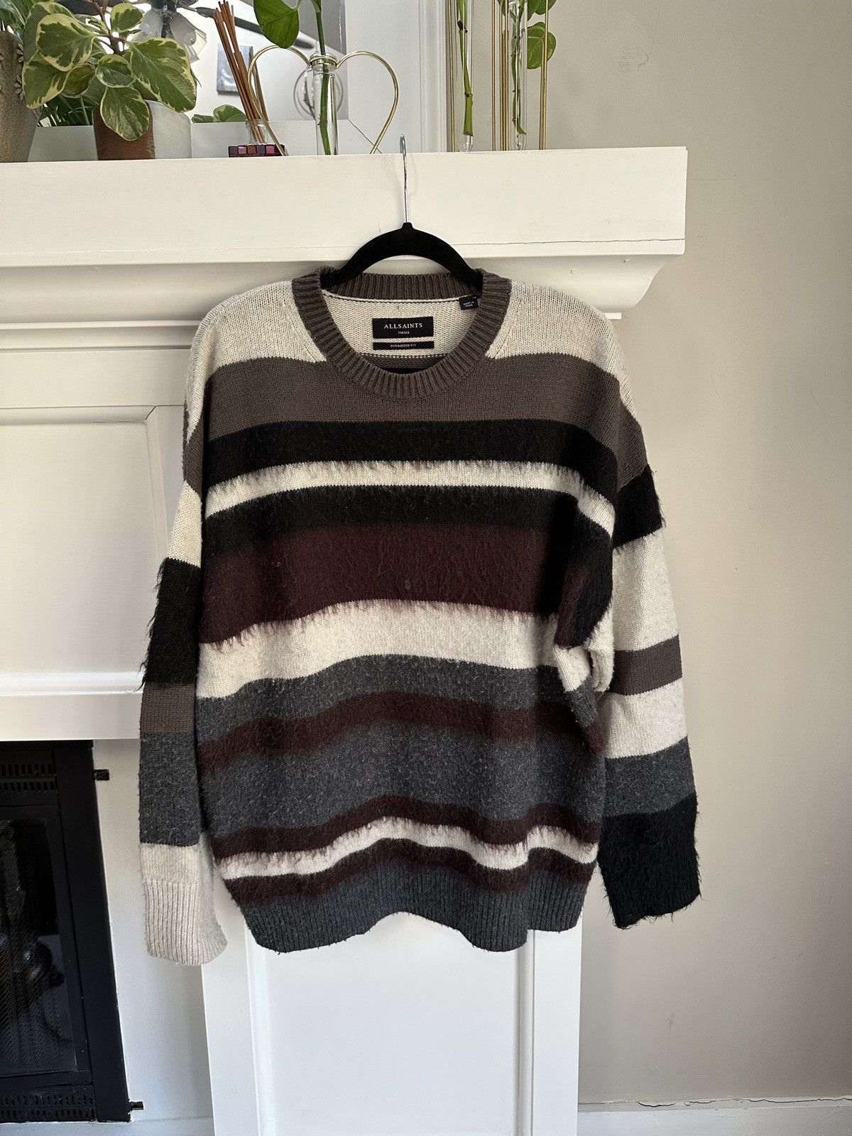 Allsaints Striley Crew Oversized Striped Sweater Size US S / EU 44-46 / 1 - 1 Thumbnail