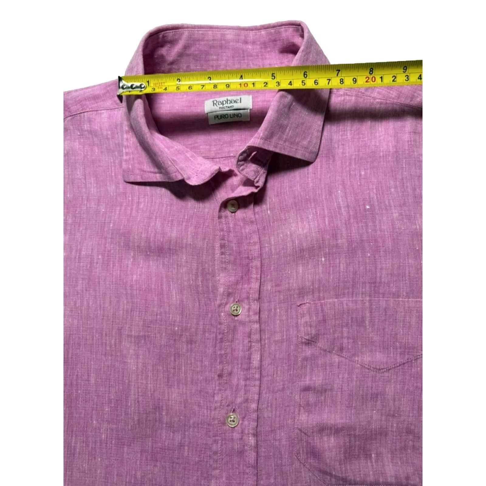 Vintage PURO LINO Raphael Positano Linen Button-Up Shirt | Size M, Pink, Long Sleeve, Collared, Solid Linen, Breathable, Casual Mens Shirt Size US M / EU 48-50 / 2 - 7 Thumbnail