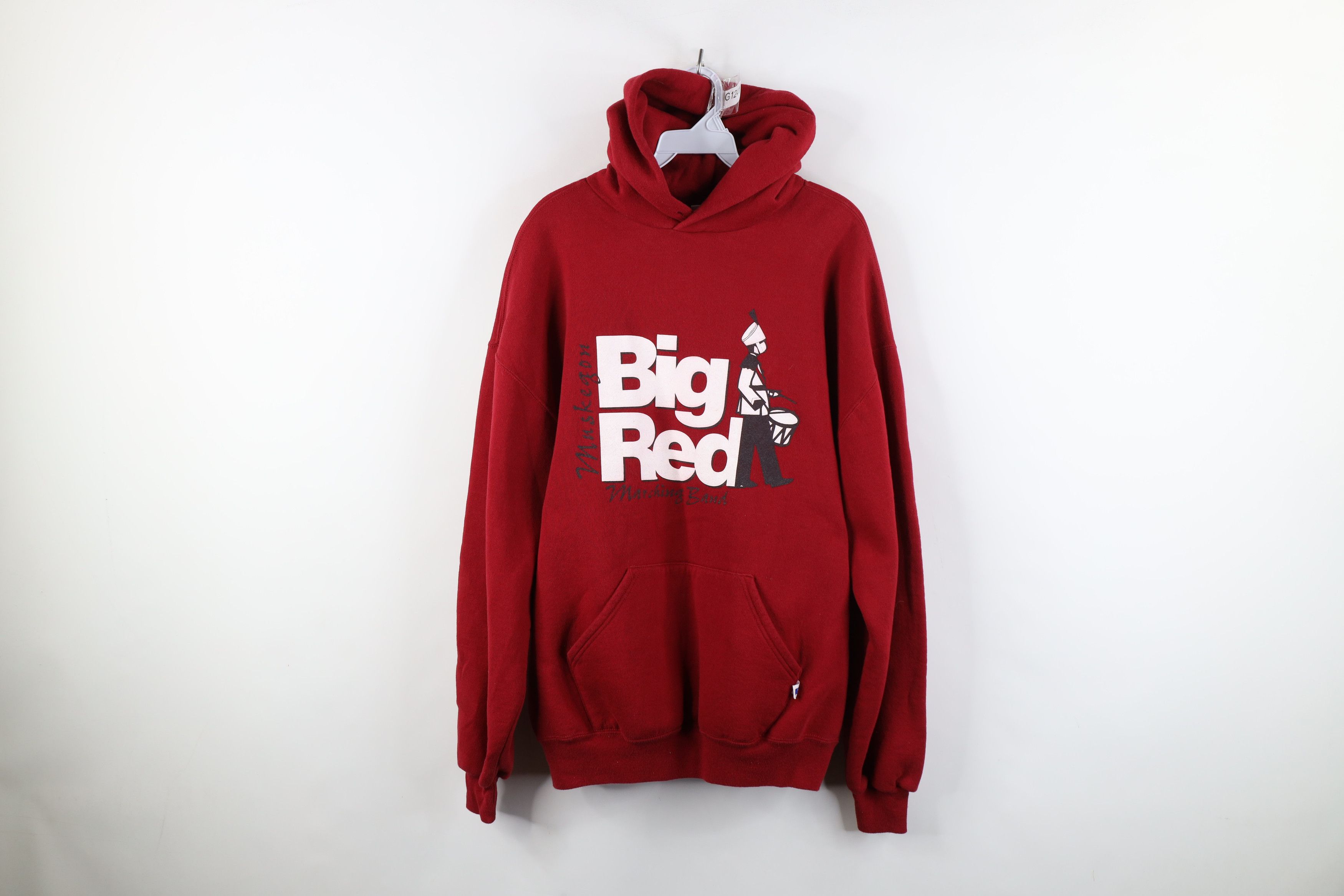 Russell Athletic Vintage 90s Russell Athletic Marching Band Hoodie Red USA Size US XL / EU 56 / 4 - 1 Thumbnail