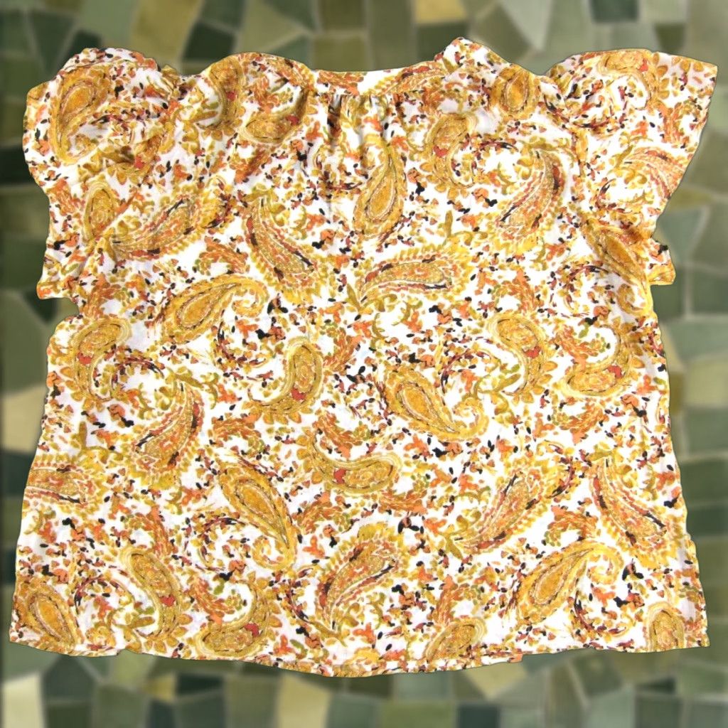 Kasper VINTAGE Kasper Blouse 3X Tunic Paisley NWT V-Neck Short Sleeve Orange Floral Shirt Womens Size XXL / US 16-18 / IT 52-54 - 1 Thumbnail