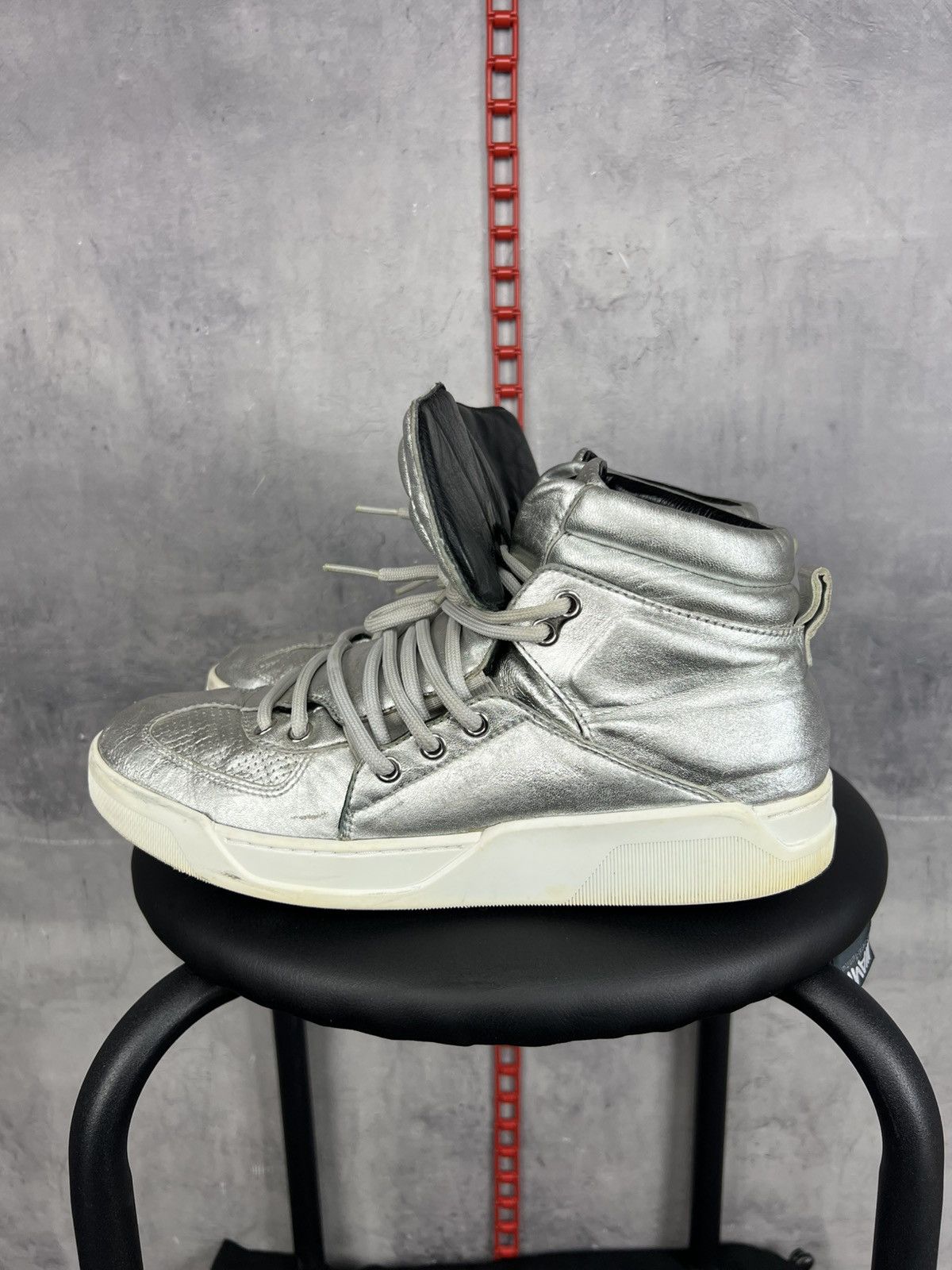 Dolce & Gabbana Dolce & Gabbana Silver Leather High Top Sneakers Size 8,5 Size US 8.5 / EU 41-42 - 9 Thumbnail