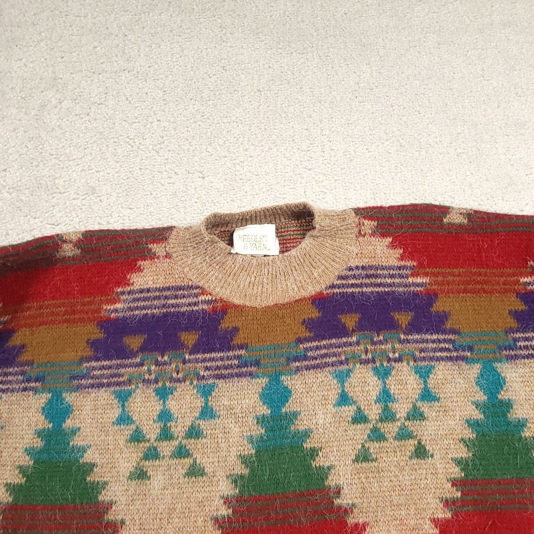 Needles VINTAGE Needles and Yarn Pullover Sweater Unisex Adults Large Oversized Aztec USA Made Sweater Size L / US 10 / IT 46 - 3 Thumbnail