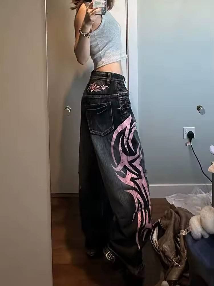 Japanese Brand × Vintage baggy jeans with a geometric pattern. Size 30" / US 8 / IT 44 - 5 Thumbnail