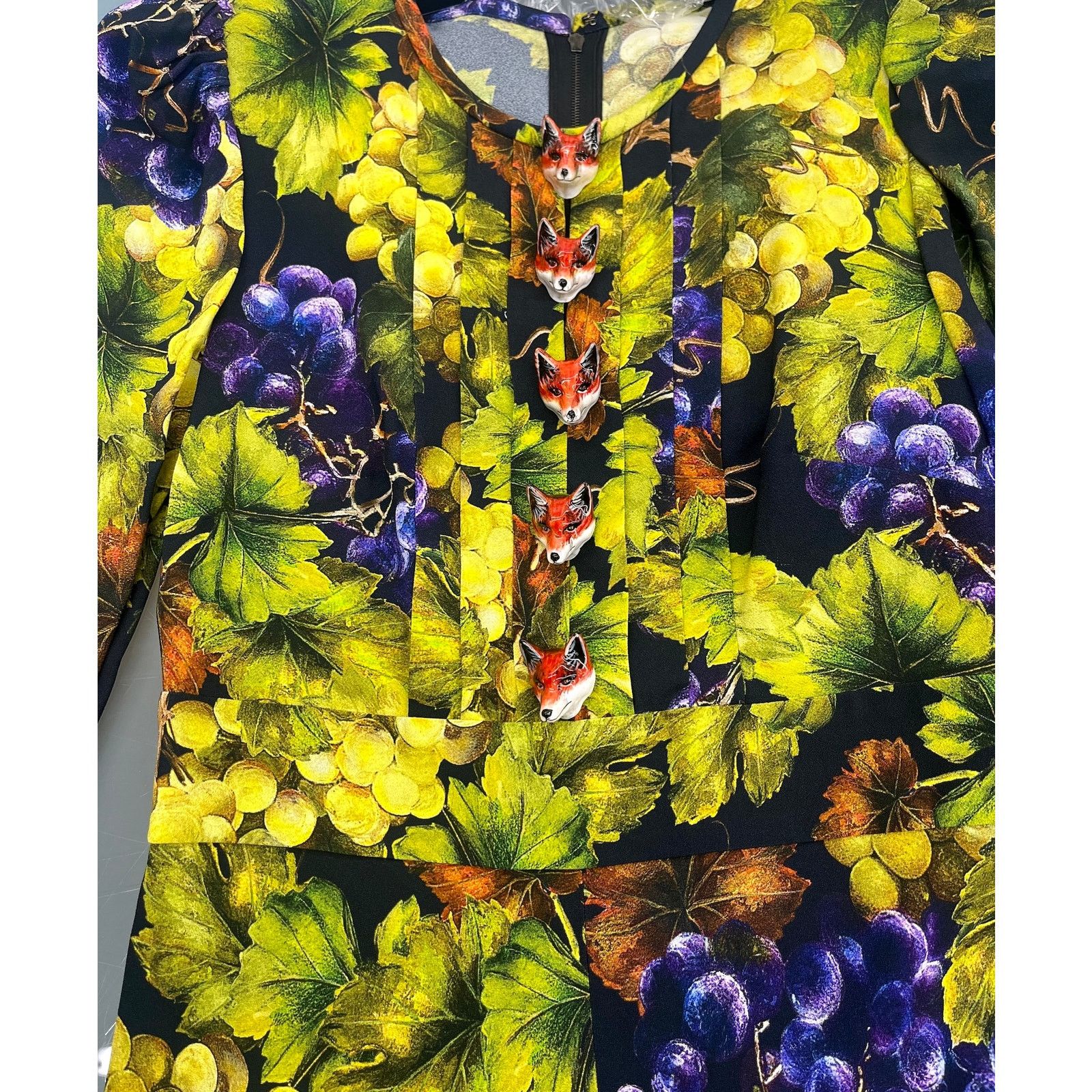 Dolce & Gabbana Dolce & Gabbana Grape Print Embellished Dress Yellow IT 44 Size M / US 6-8 / IT 42-44 - 7 Thumbnail