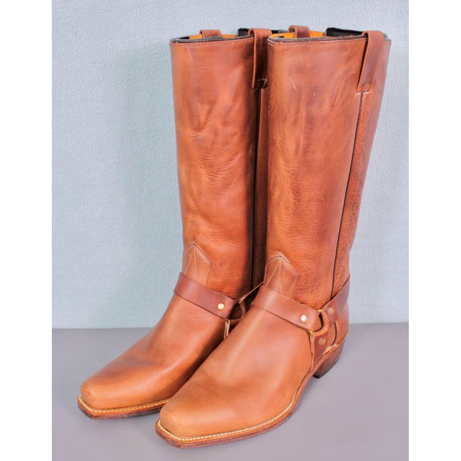 Wrangler NW Wrangler Men's VTG 70s Boots Brown Leather 8 EE Harness Biker Boots 1970s Vintage Shoes Size US 8 / EU 41 - 2 Thumbnail