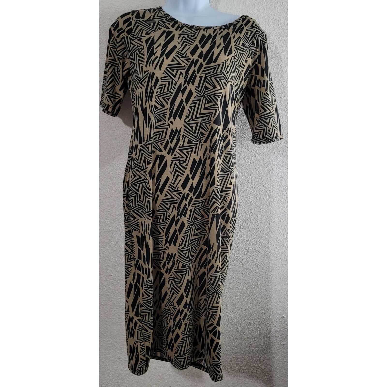 Other LuLaRoe Black Brown Geo Print A Line Midi Dress Small Size S / US 4 / IT 40 - 1 Thumbnail