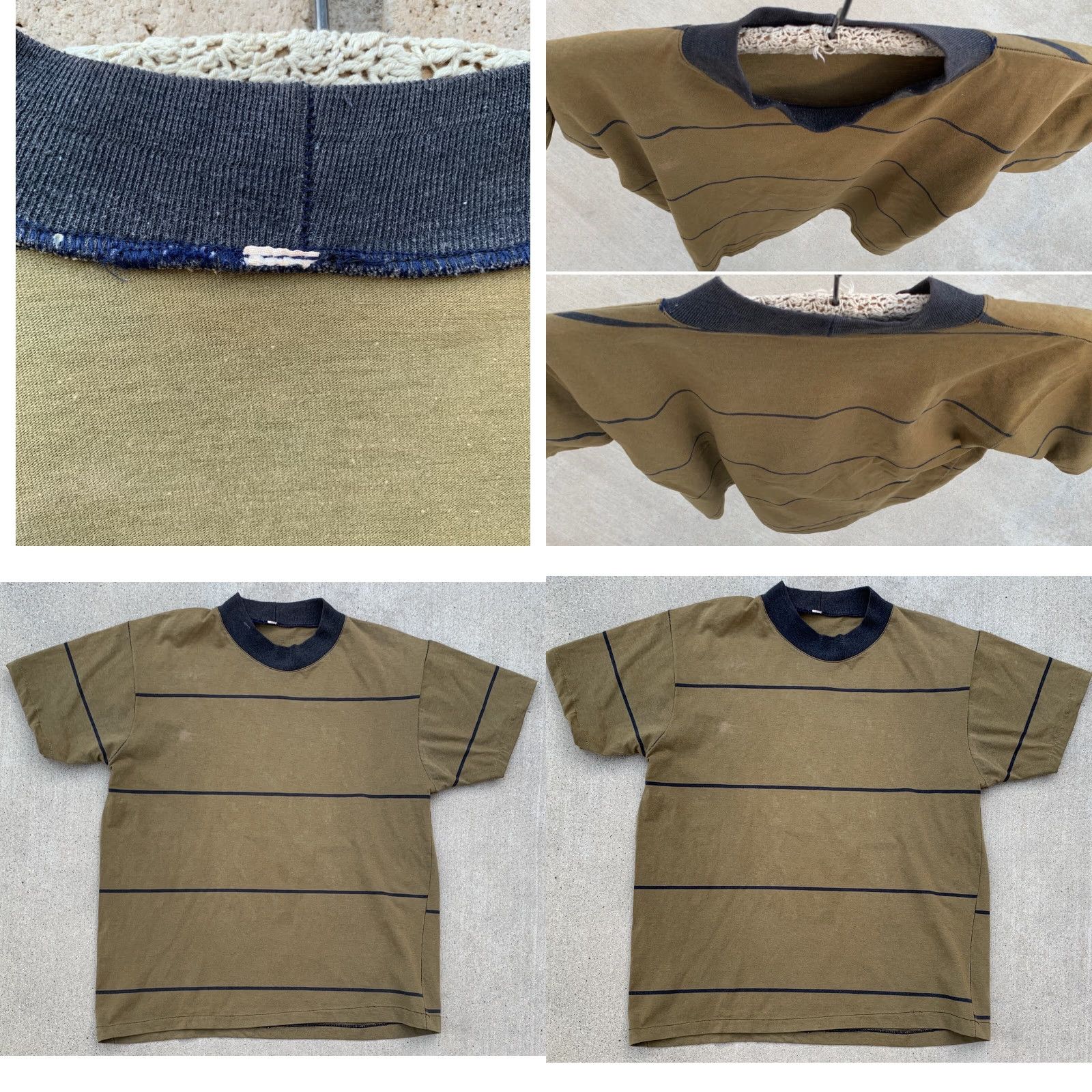 Vintage VINTAGE Striped Tee T Shirt Stripes Fade Single Stitch Size M Green Men T-Shirt Short Sleeve Vintage Yes Mens Size US M / EU 48-50 / 2 - 8 Thumbnail