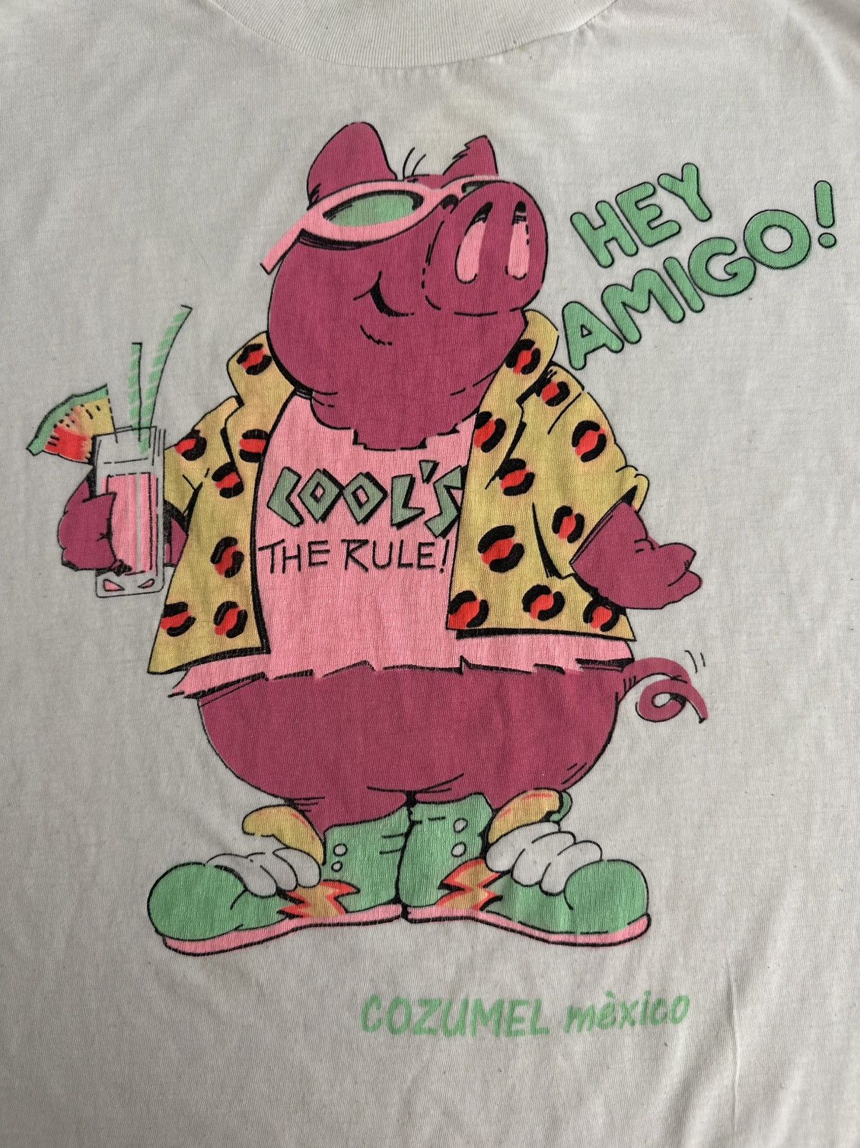 Caribbean × Vintage Vintage 80s Cool Pig Cozumel Mexico Souvenir Tshirt RARE Size XL / US 12-14 / IT 48-50 - 2 Thumbnail