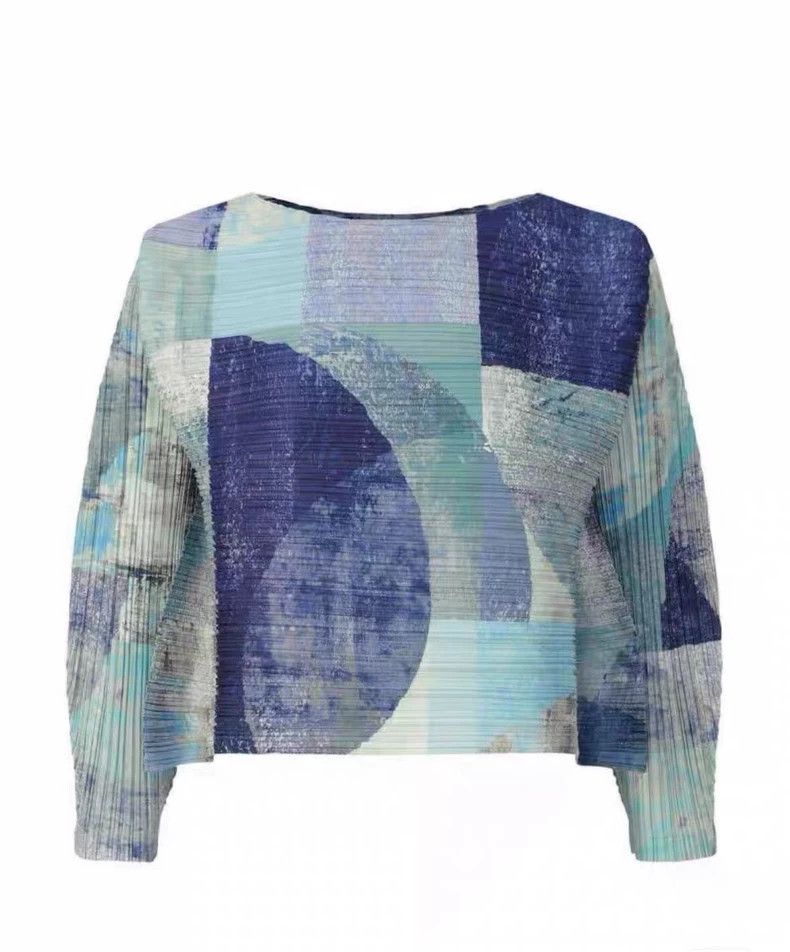 Issey Miyake Issey Miyake size:3 Blue pleated horizontal spring top Size XS / US 0-2 / IT 36-38 - 2 Thumbnail