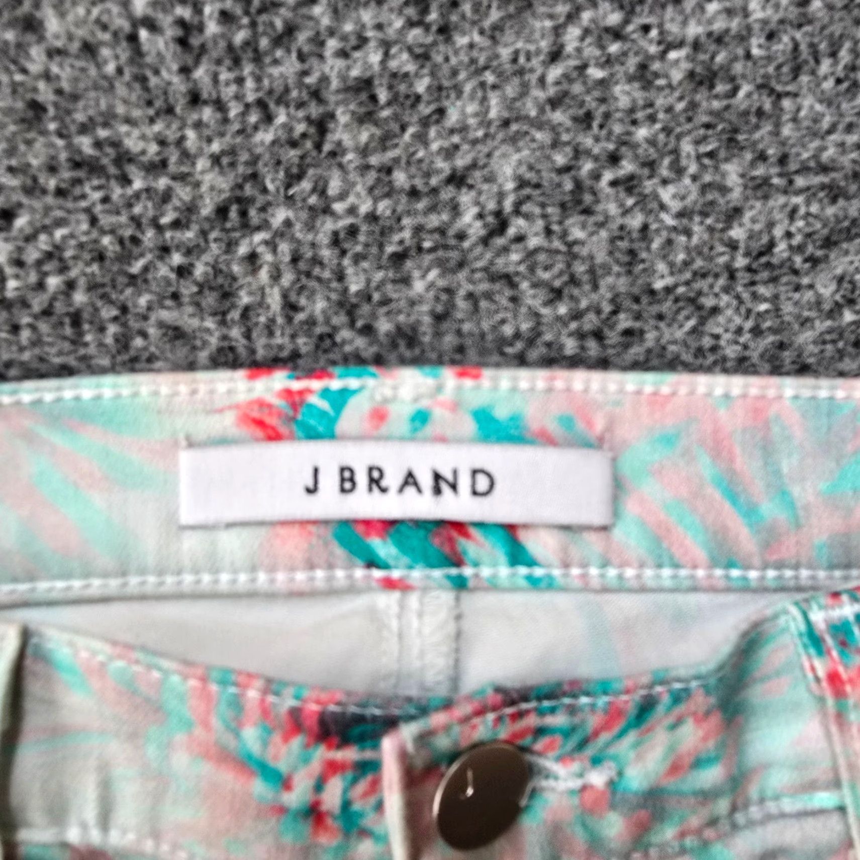 J Brand J Brand Pants Womens 29 White Floral Art To Wear Stretch Skinny Casual Green Twill Cotton Ankle Regular Women Mens Size 29" - 4 Thumbnail