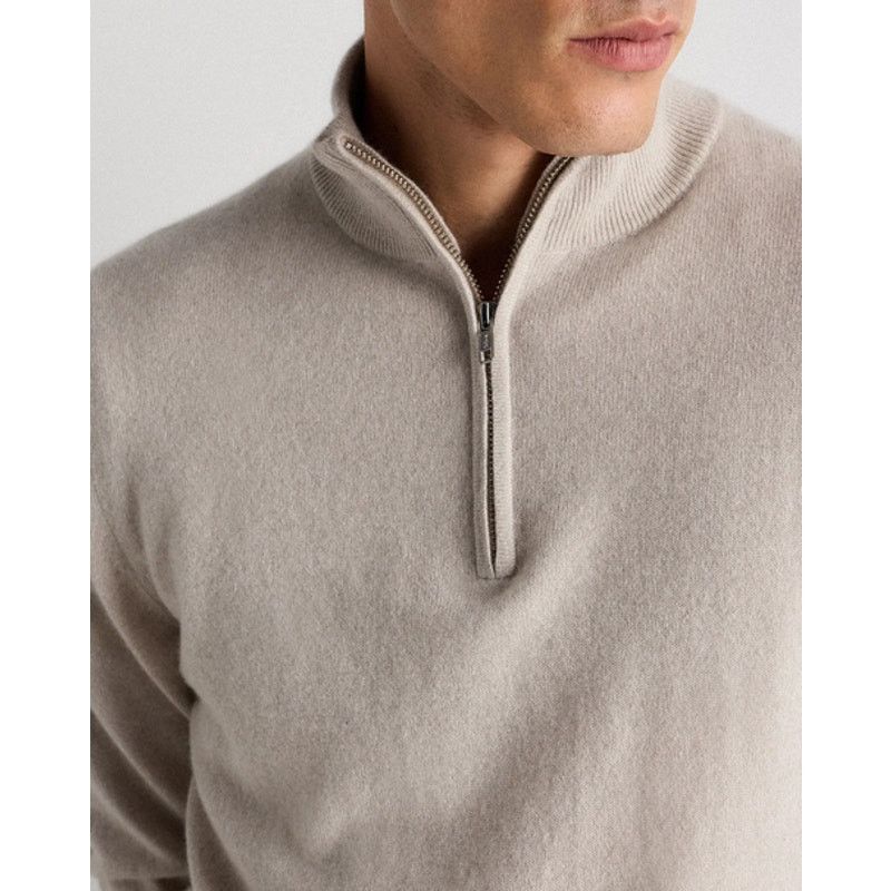 Quince Quince Cashmere QuarterZip Sweater Heather Cloud Beige M NWT Size US M / EU 48-50 / 2 - 5 Thumbnail
