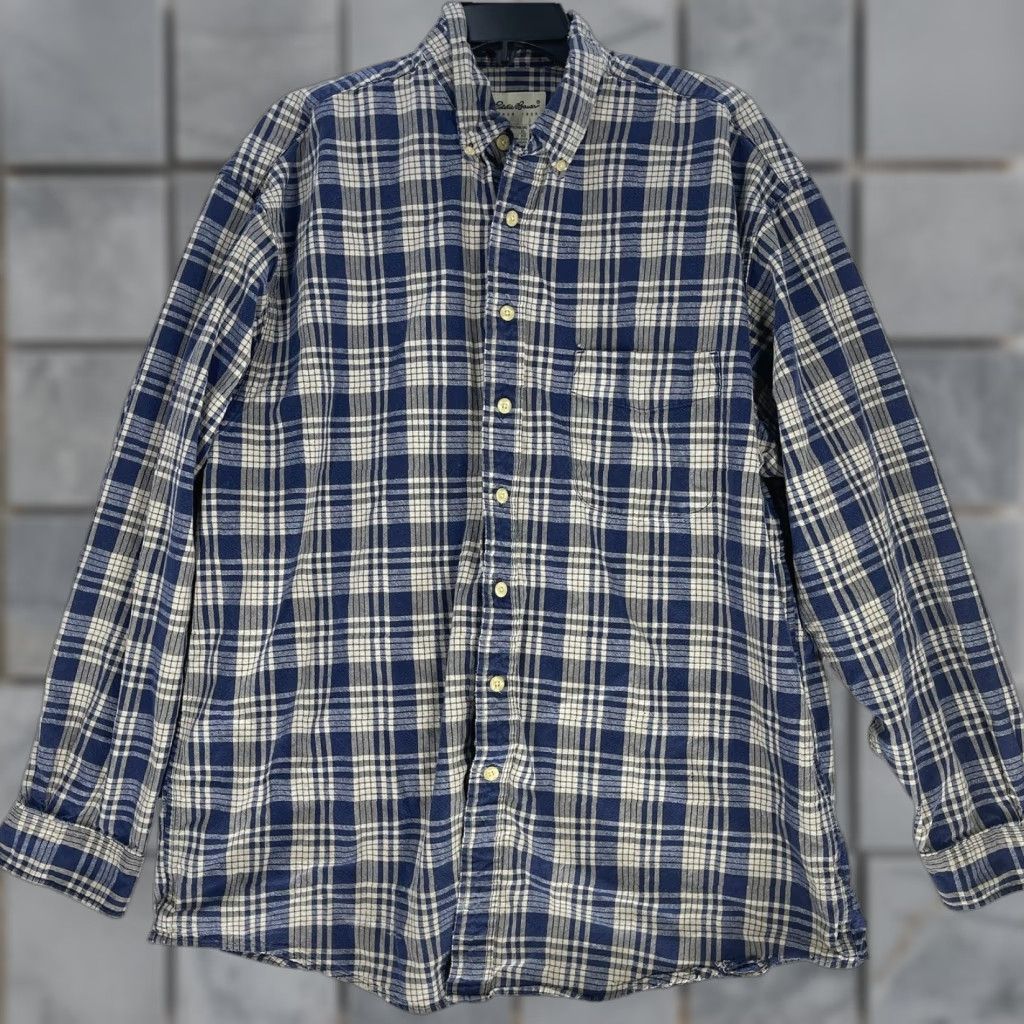 Eddie Bauer VINTAGE Eddie Bauer Button Up Shirt Mens XL Blue Plaid Long Sleeve Cotton FLAWed Size US XL / EU 56 / 4 - 1 Thumbnail