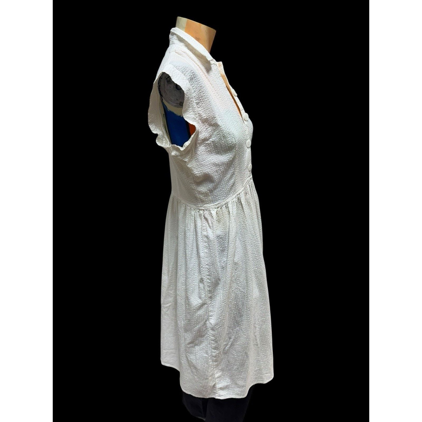 Christy Dawn Christy Dawn M Textured Cotton Midi Dress Size M / US 6-8 / IT 42-44 - 4 Thumbnail