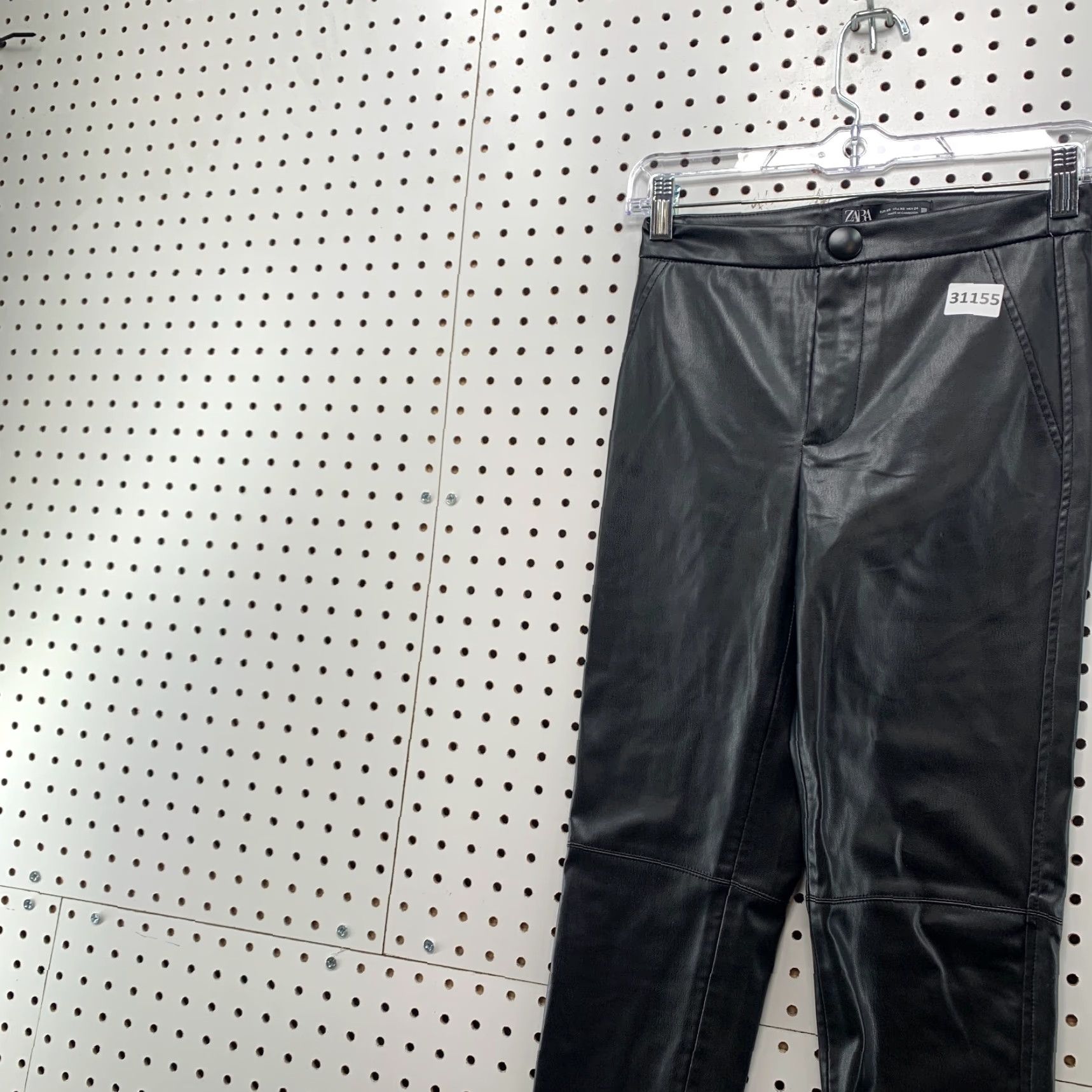 Zara Zara Pants Womens XS Faux Leather Black Tapered 25x27 NWT Size 42" / US 20 - 4 Thumbnail