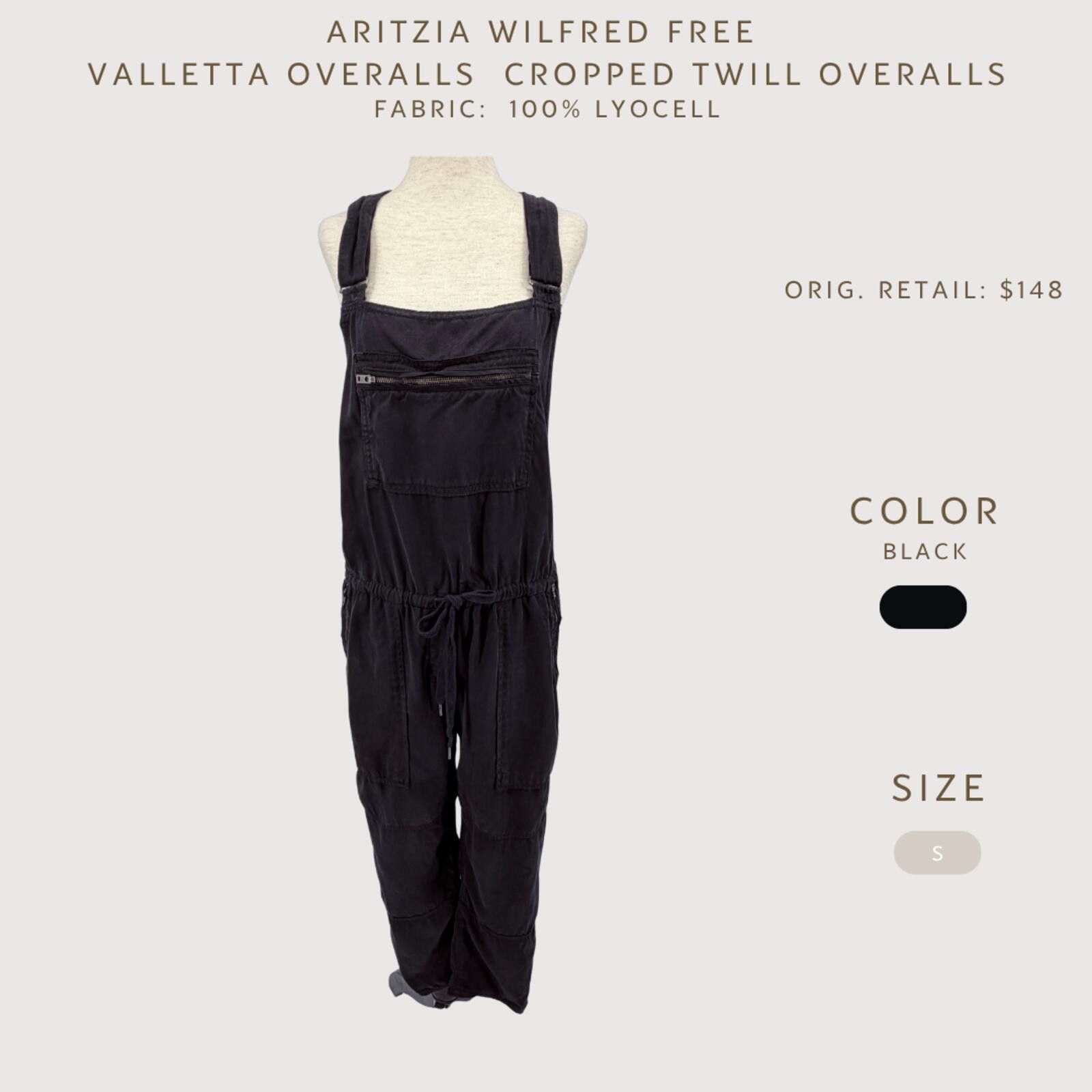 Other Aritzia Wilfred Free Valletta Overalls Cropped Black S Size 28" / US 6 / IT 42 - 2 Thumbnail