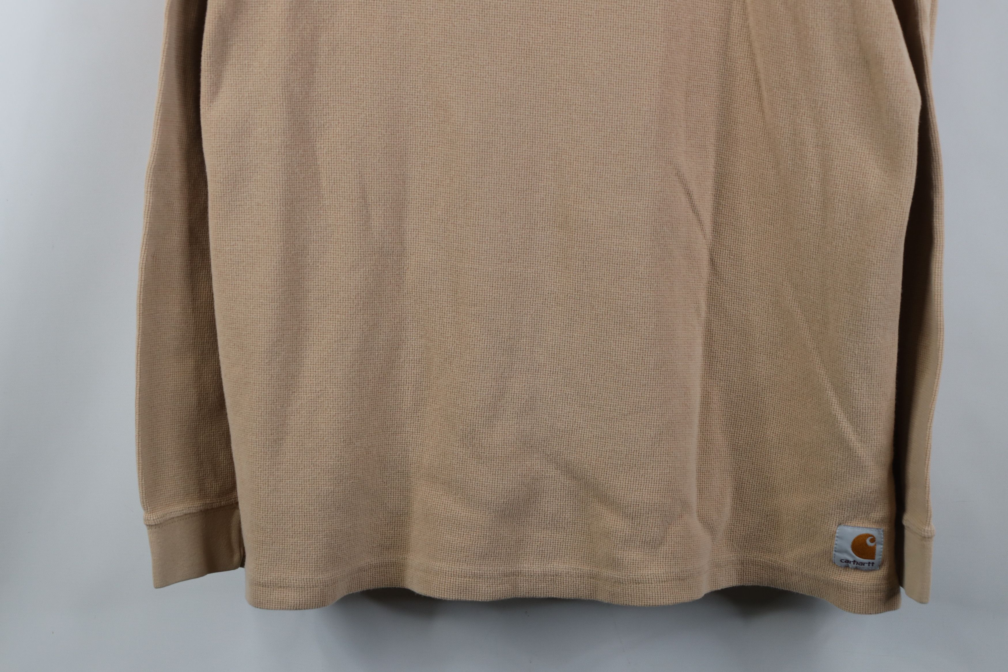 Carhartt Vintage Y2K Carhartt Waffle Knit Henley T-Shirt Khaki Size US XL / EU 56 / 4 - 3 Thumbnail