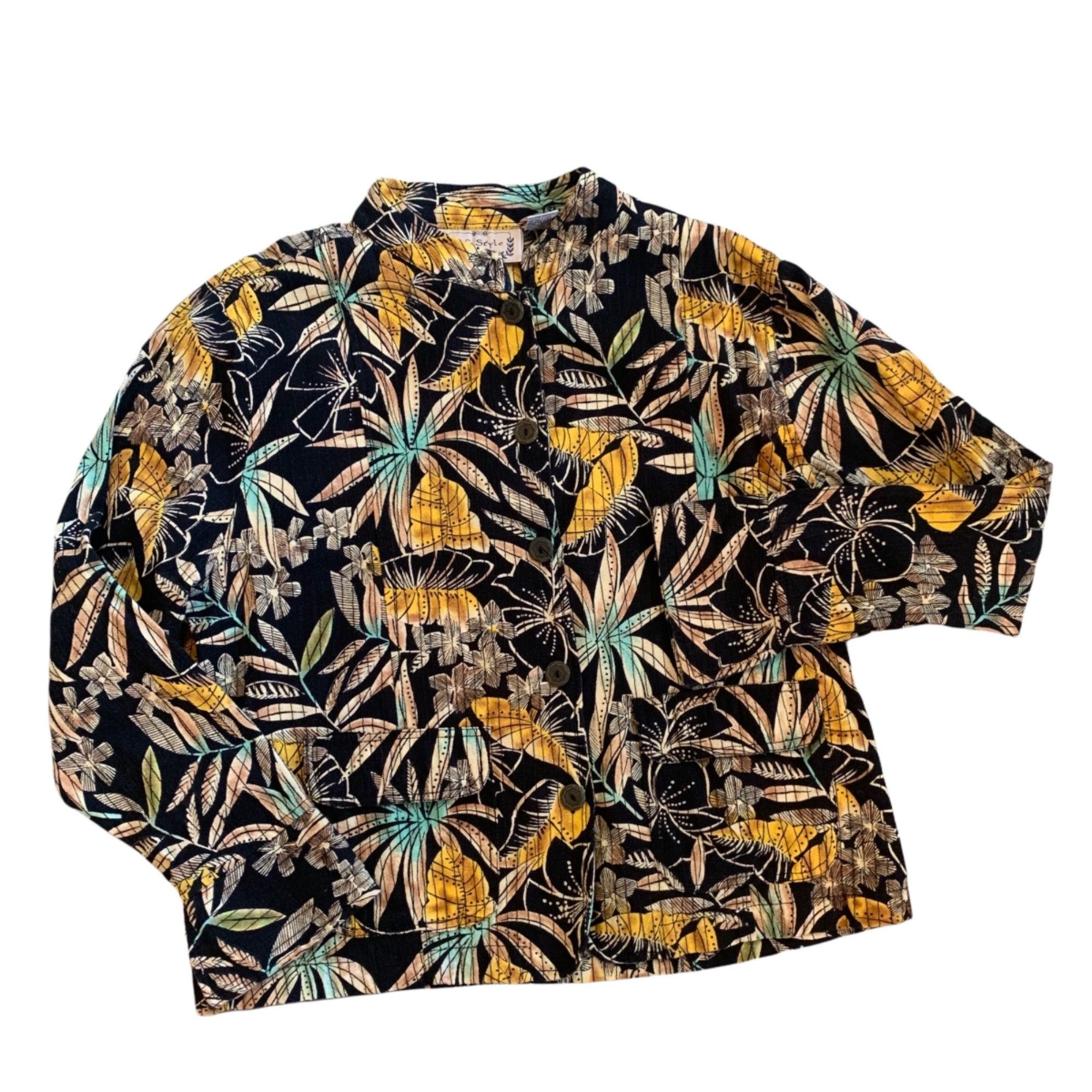 Other Life Style All Over Print Floral 100% Cotton Jacket XL Size XL / US 12-14 / IT 48-50 - 1 Thumbnail