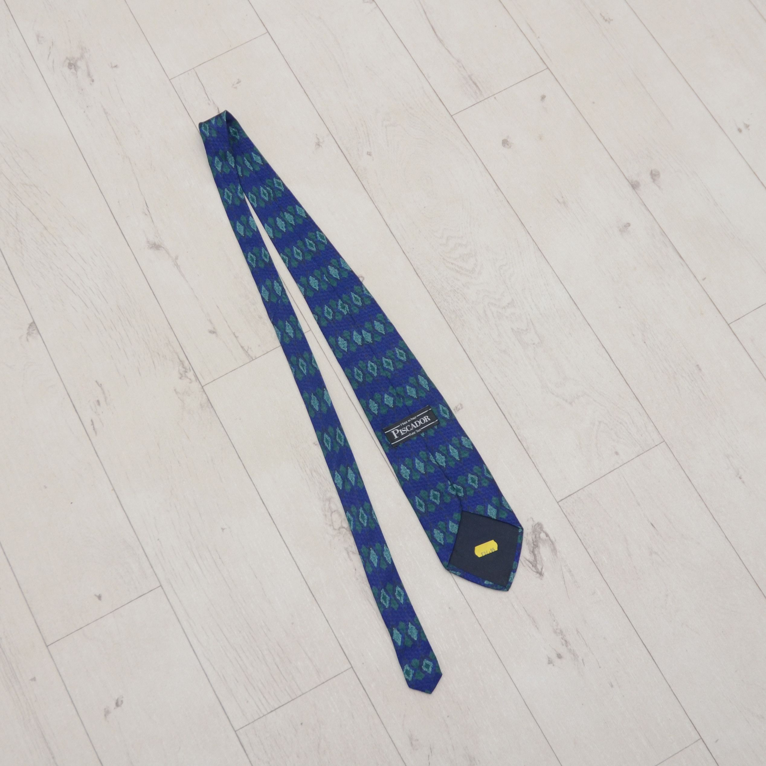 Vintage VINTAGE PISCADOR BLUE Geometric Print 100% SILK TIE Size ONE SIZE - 8 Thumbnail
