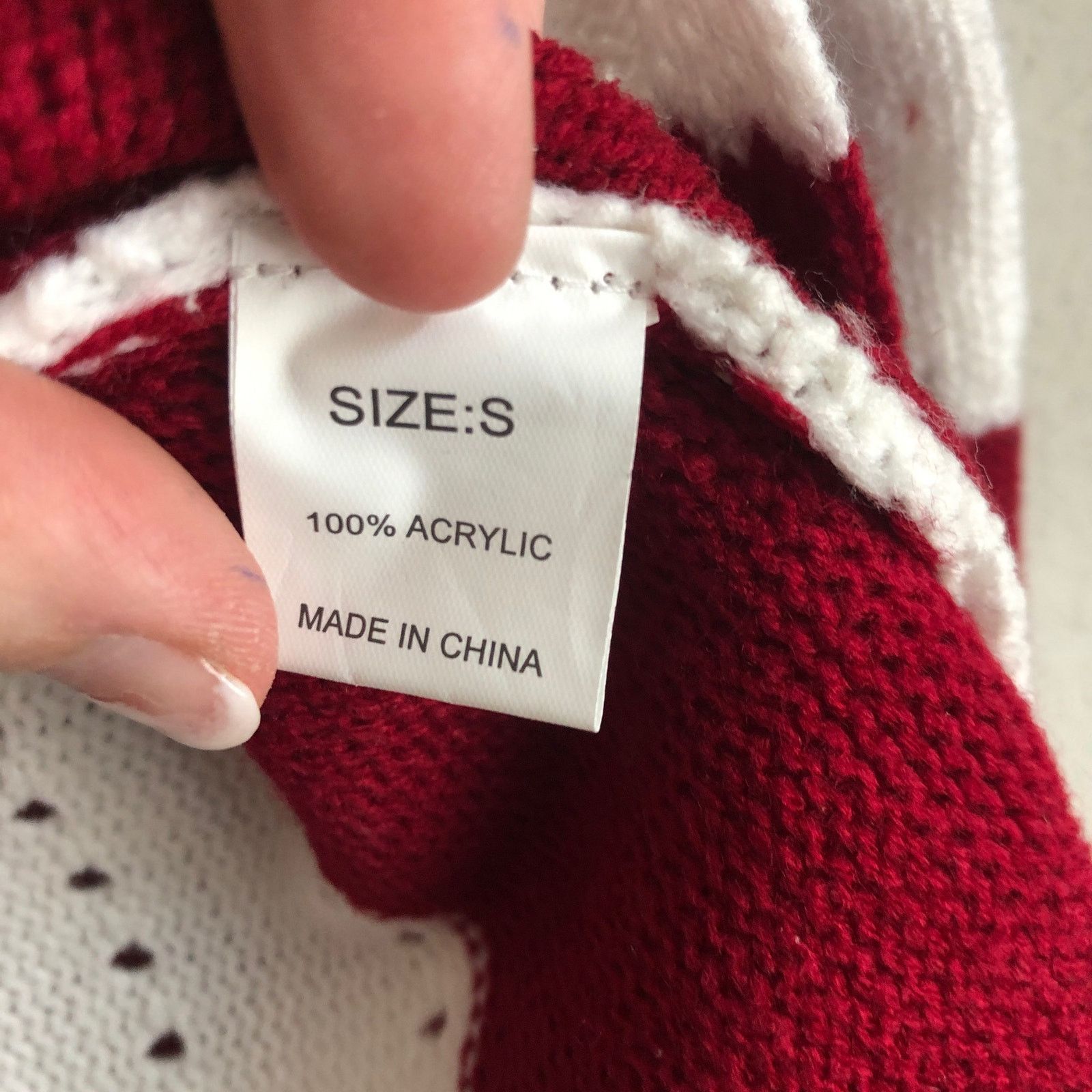 Shein Red and white stripe acrylic sweater v neck w/ mini cutouts Size S / US 4 / IT 40 - 4 Thumbnail