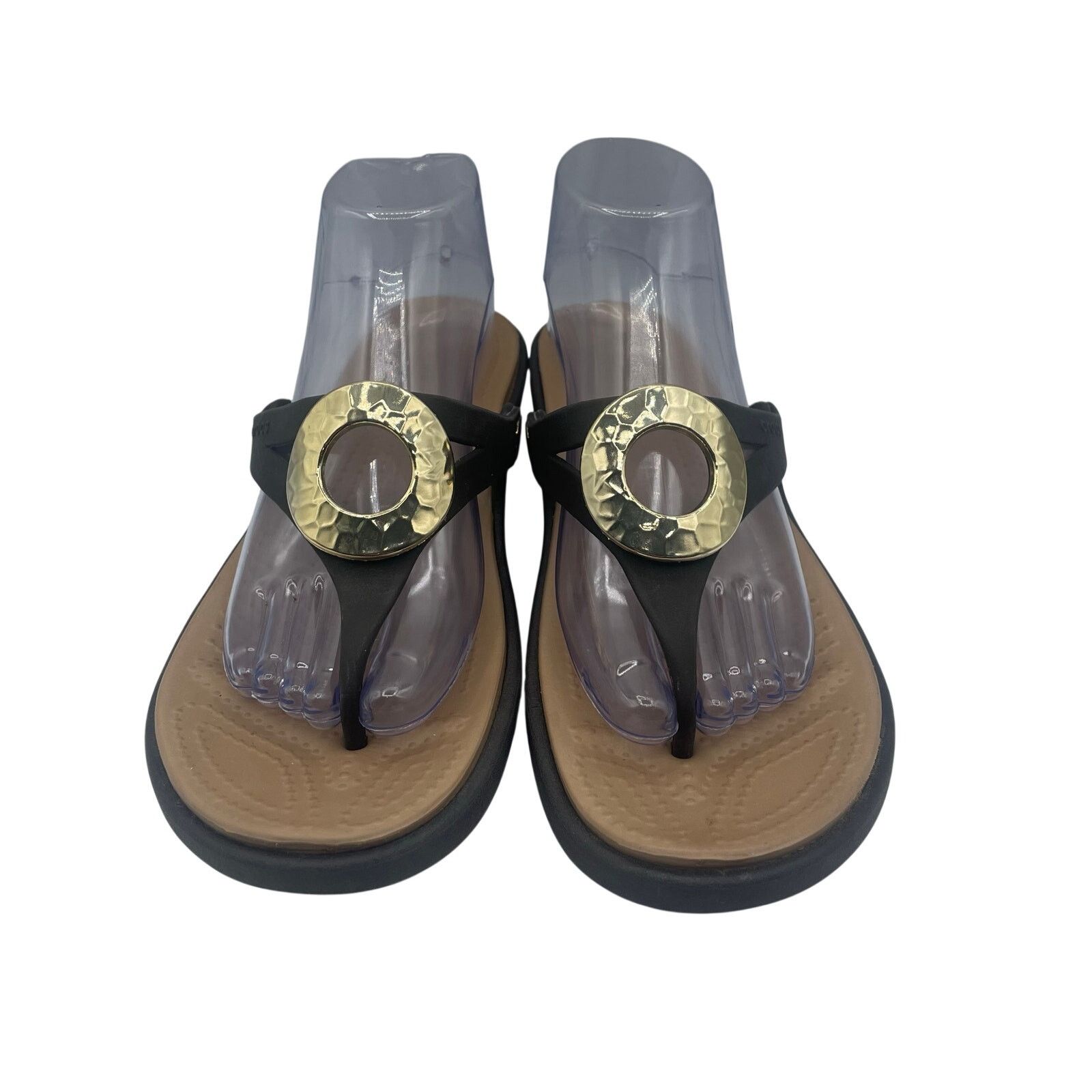 Crocs Crocs Sanrah Hammered Circle Wedge Flip Sandals Espresso 10 Size US 10 / IT 40 - 4 Thumbnail